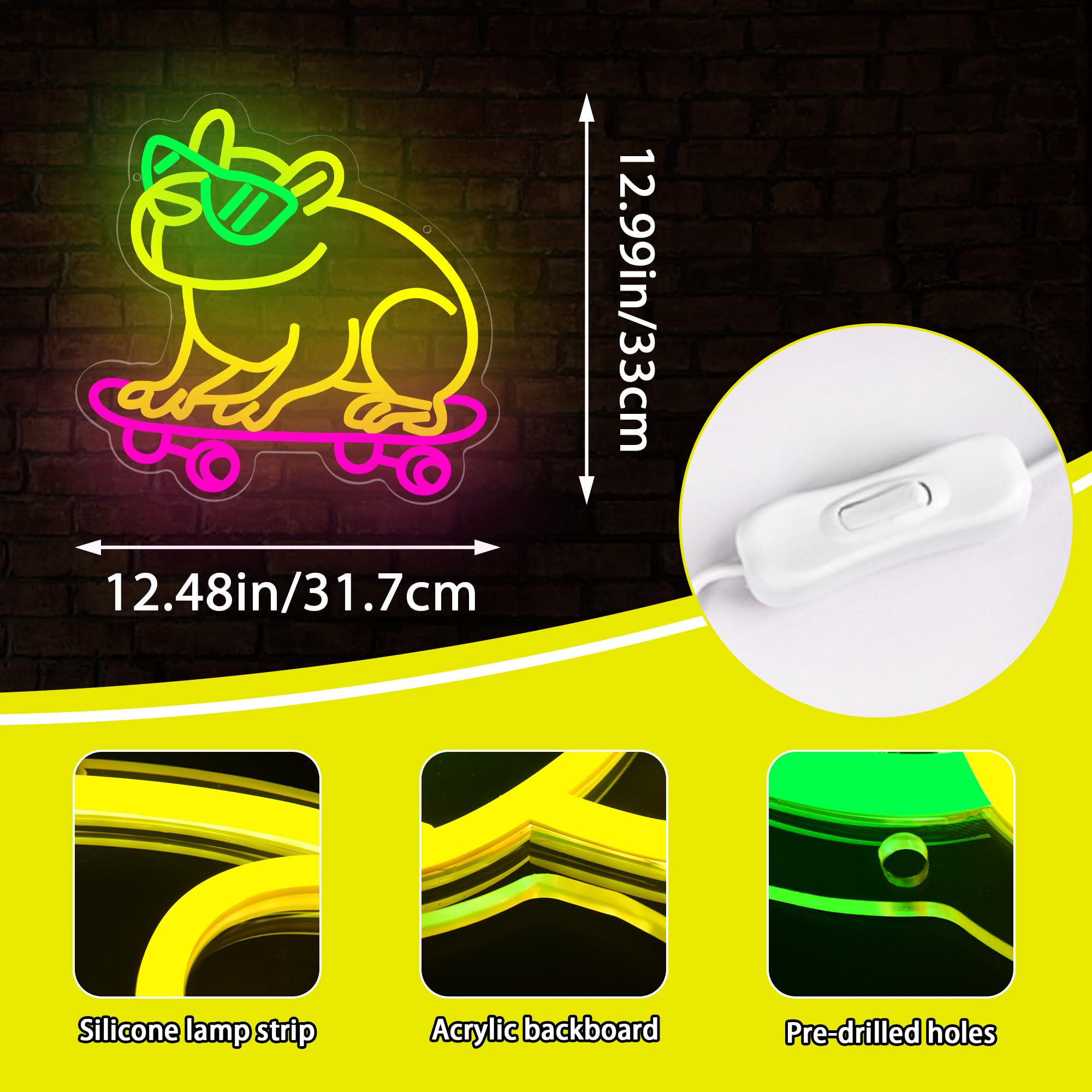 Capybara Neonlampe – Lustige LED-Wanddekoration für Zuhause
