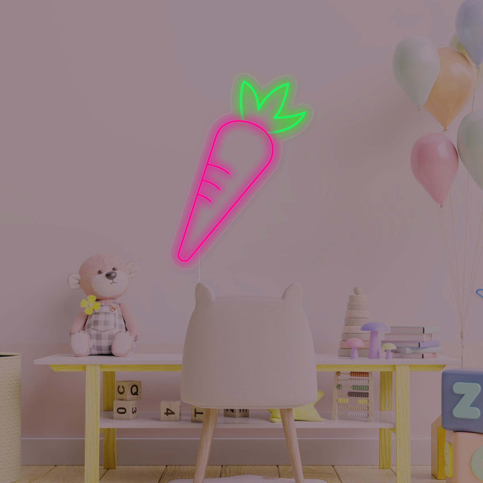 "Karotte Gemüse, Kinderzimmer Dekoration" Neonschrift