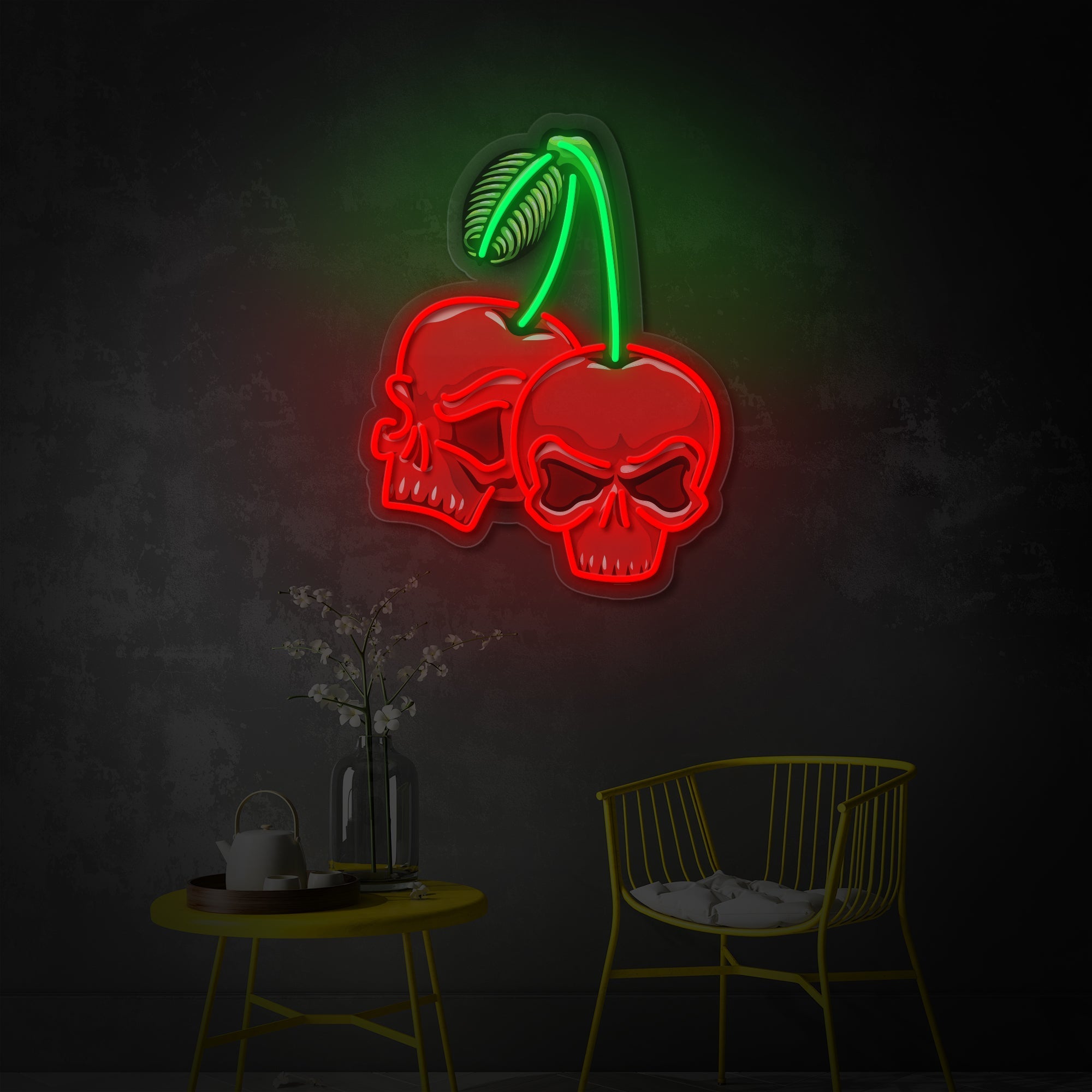"Kirschschädel" UV-bedruckt LED-Neonschild