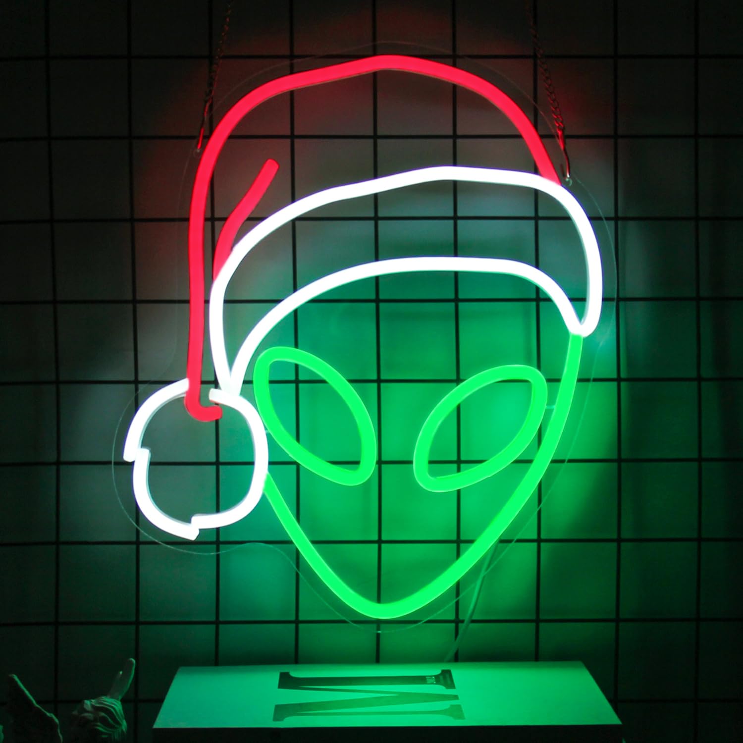 Christmas Alien Neonlampe – Grüne & Rote LED-Deko mit Weihnachtsflair