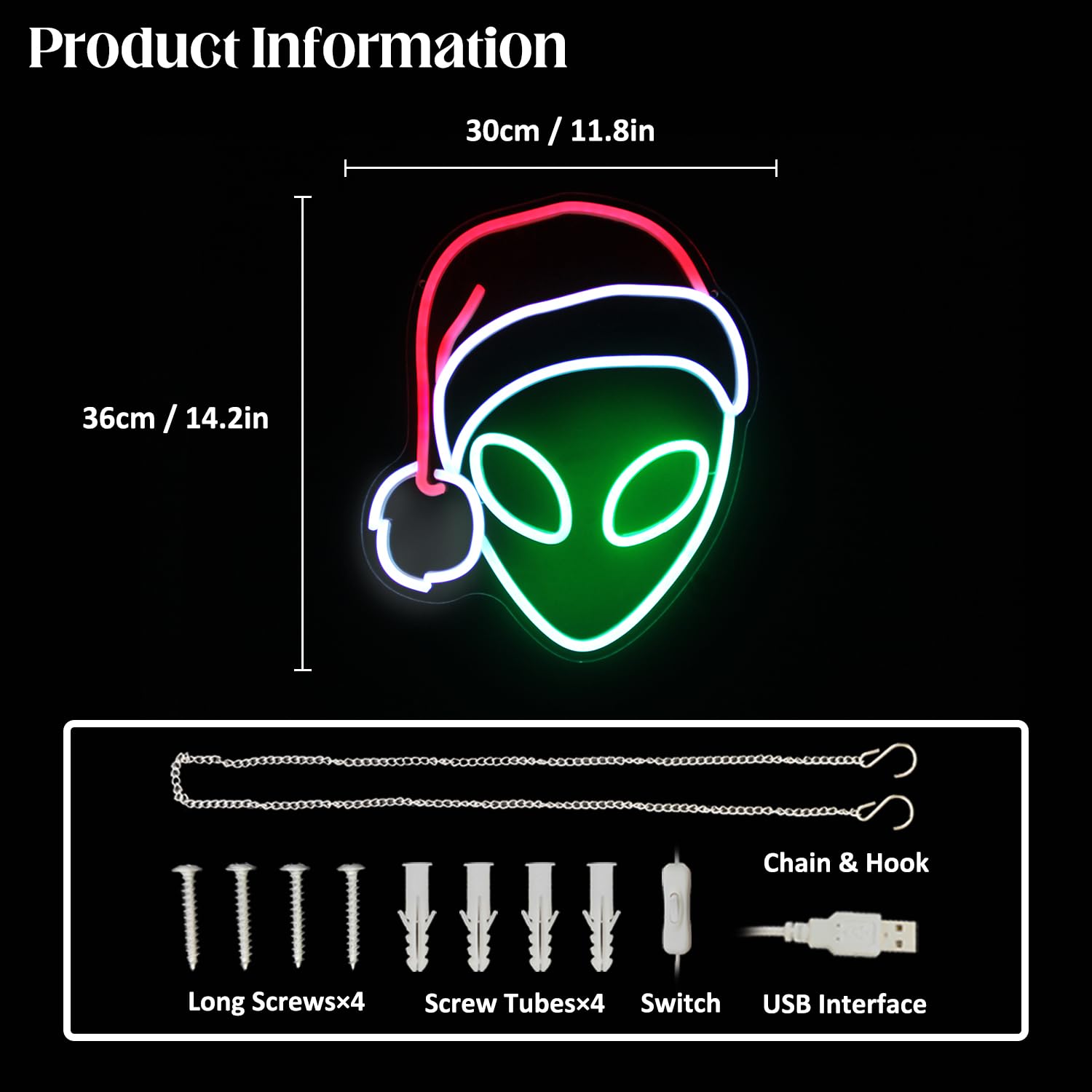 Christmas Alien Neonlampe – Grüne & Rote LED-Deko mit Weihnachtsflair