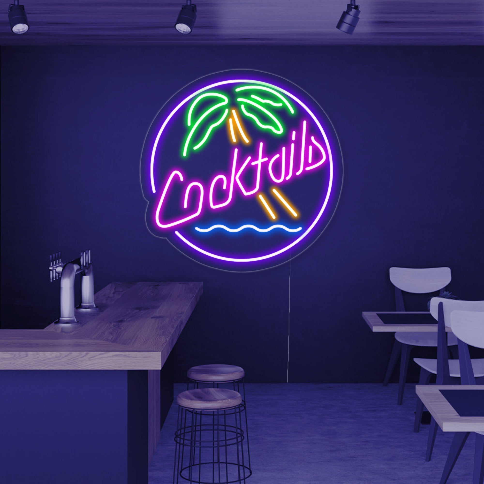 "Cocktails, Bier" Neonschrift, Cocktailschild, Cocktail Leuchtreklame