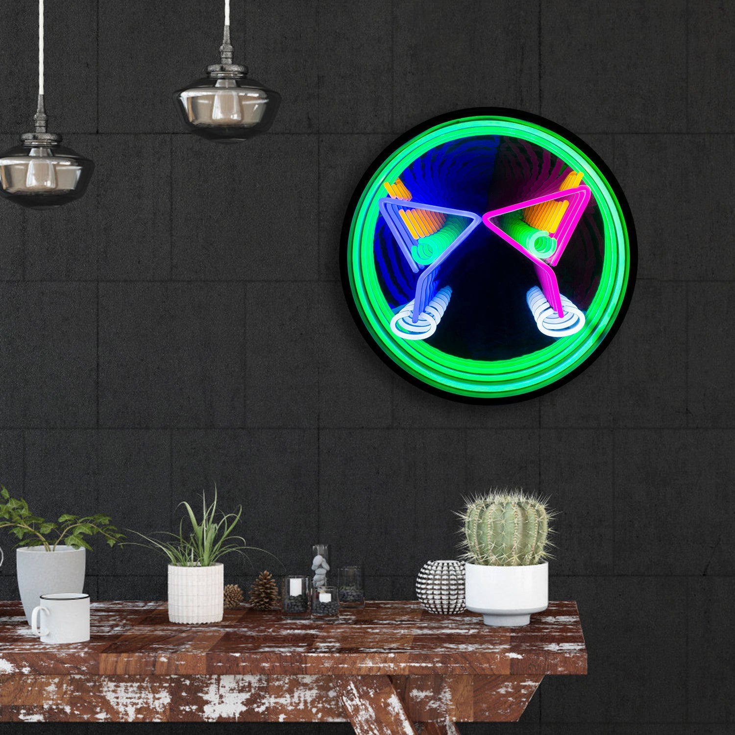 "Cocktails Gläser" 3D Unendlichkeits LED Neonschrift