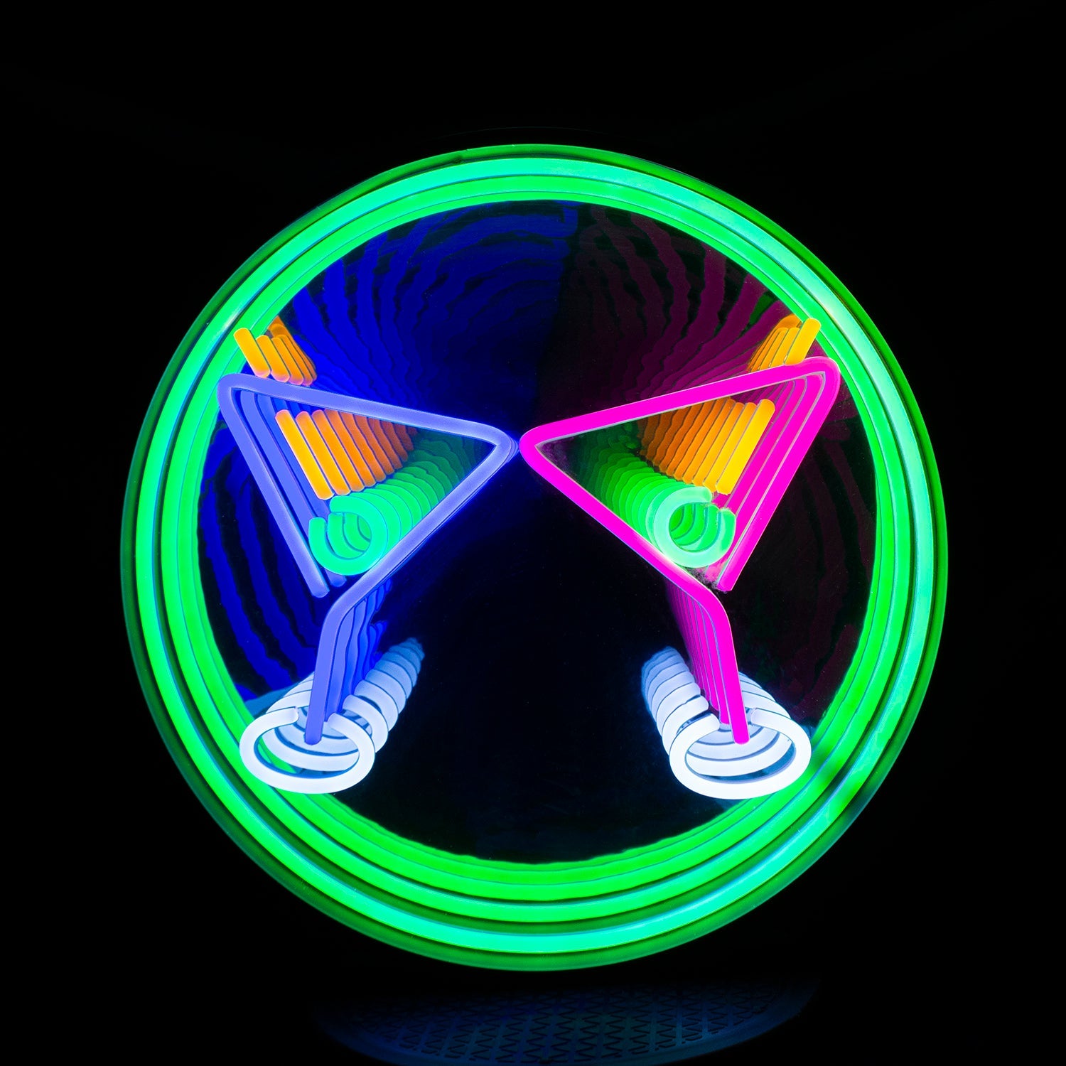 "Cocktails Gläser" 3D Unendlichkeits LED Neonschrift