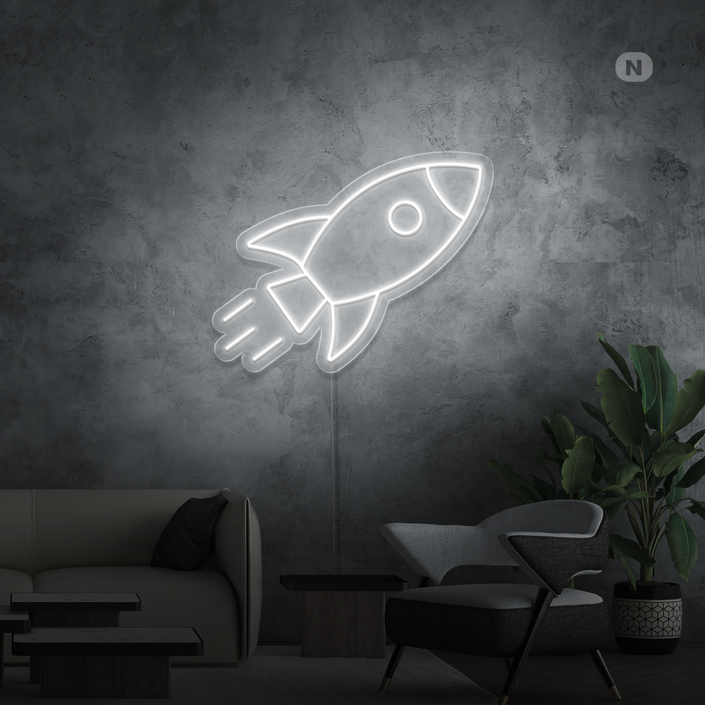 Neon Schild Rakete