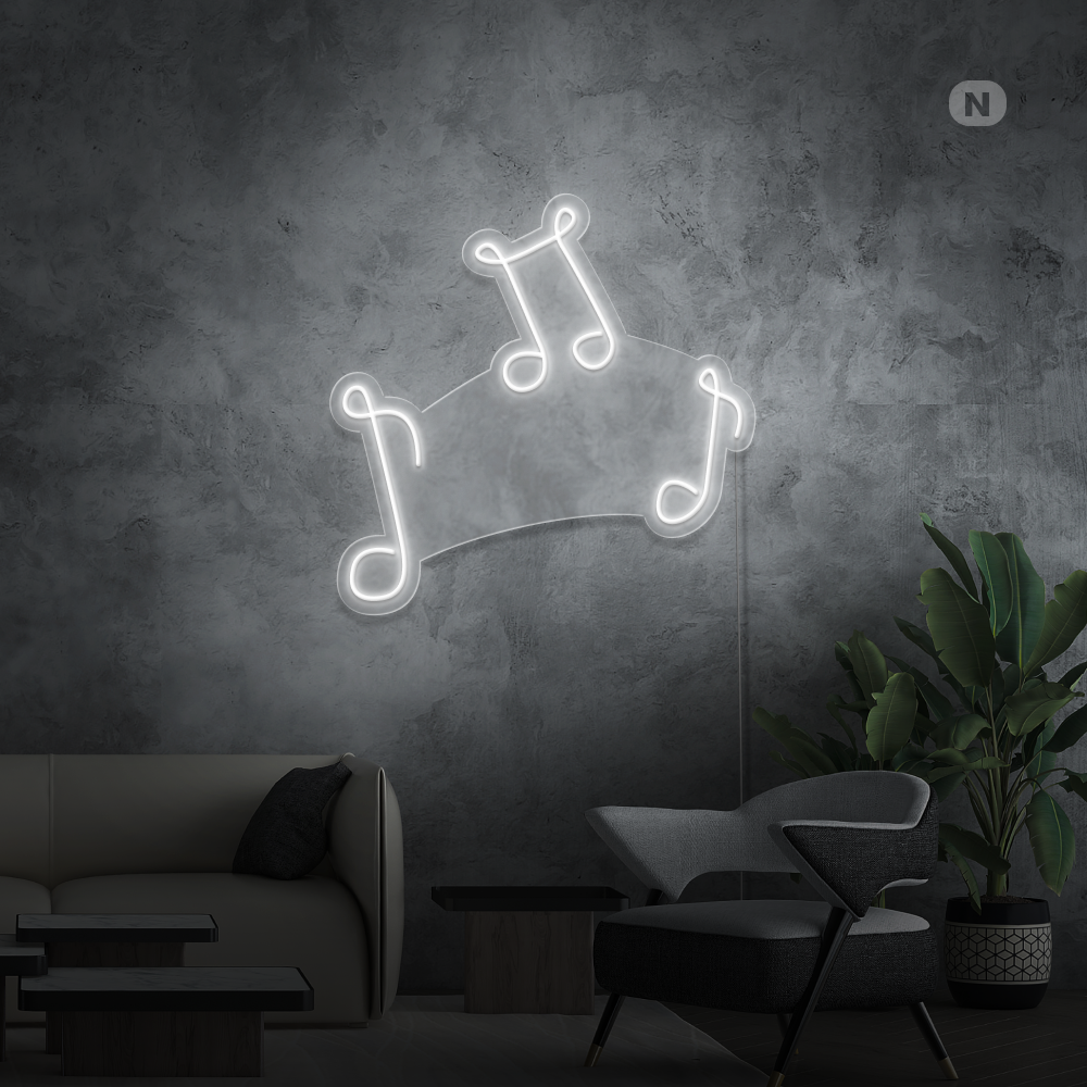 Neon Schild Musikalische Noten