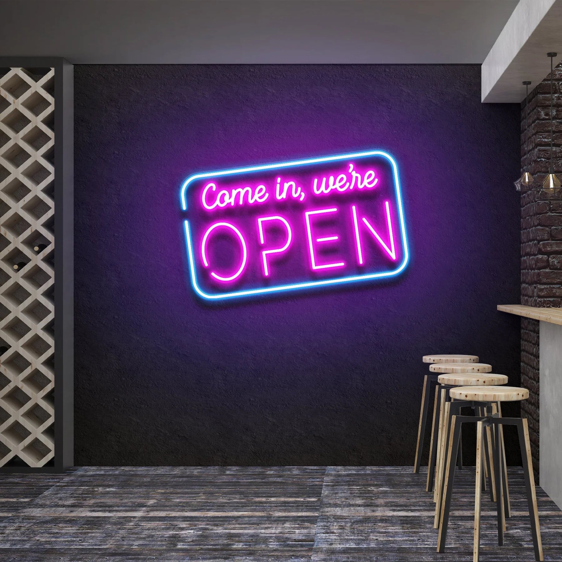 „Come In, We’re Open“ 2 LED-Neon-Schilderlicht – Stilvolles Willkommen für Ihre Kunden