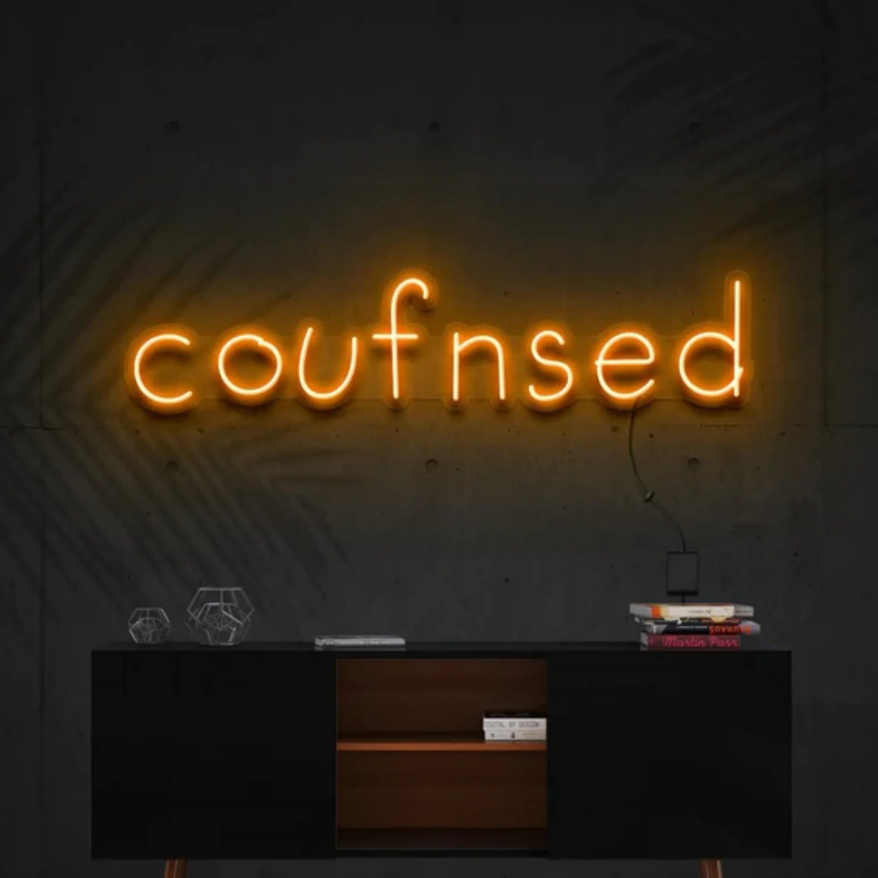 „Confused“ Neon Kunstwerk