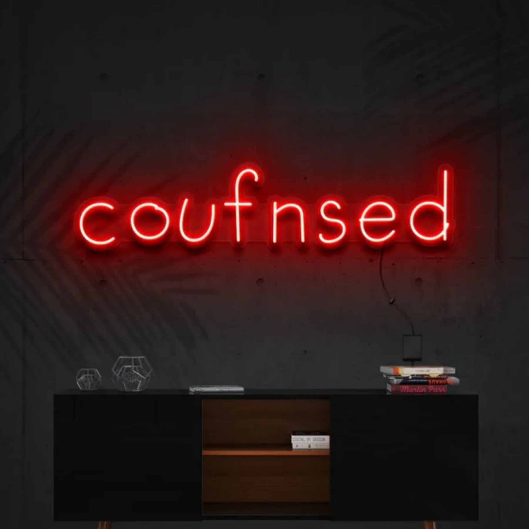 „Confused“ Neon Kunstwerk