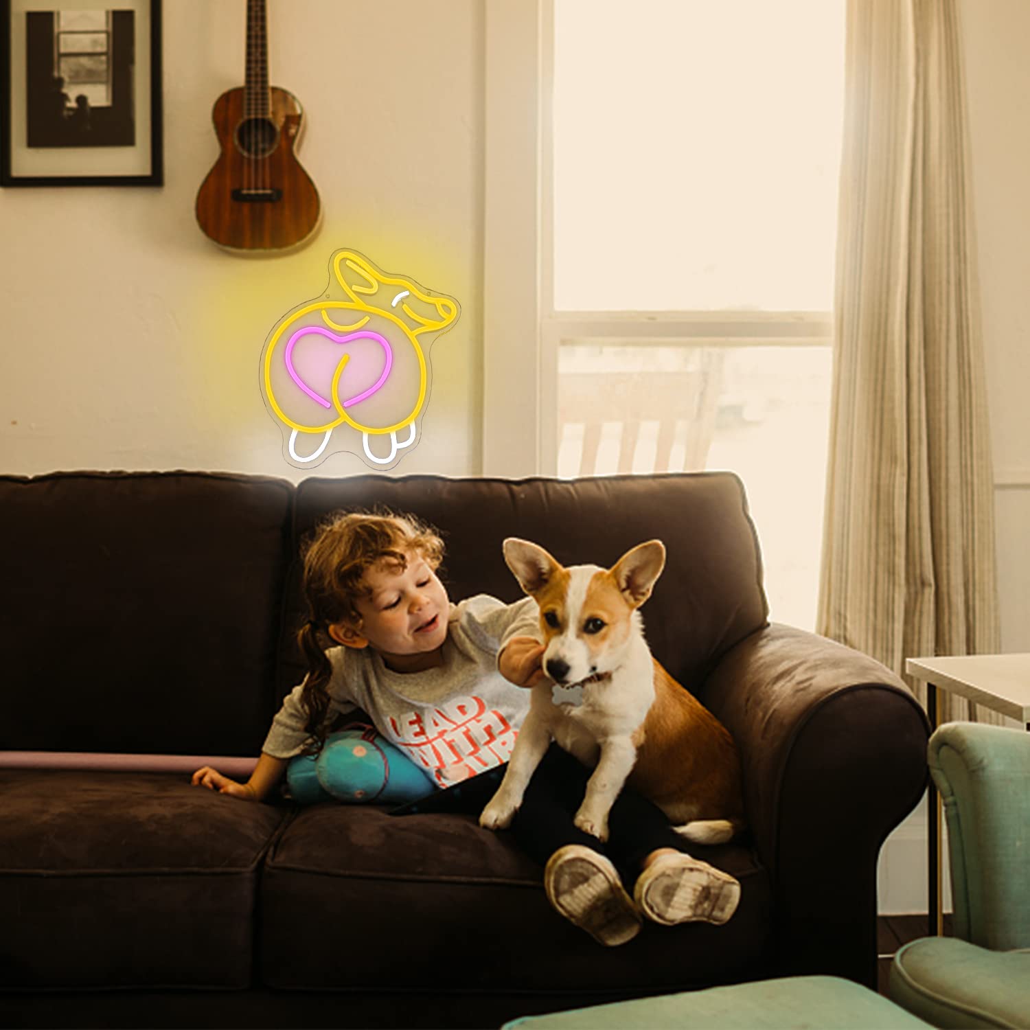 Corgi-Popo Neonlampe – Lustige LED-Deko für Zuhause & Geschenkideen