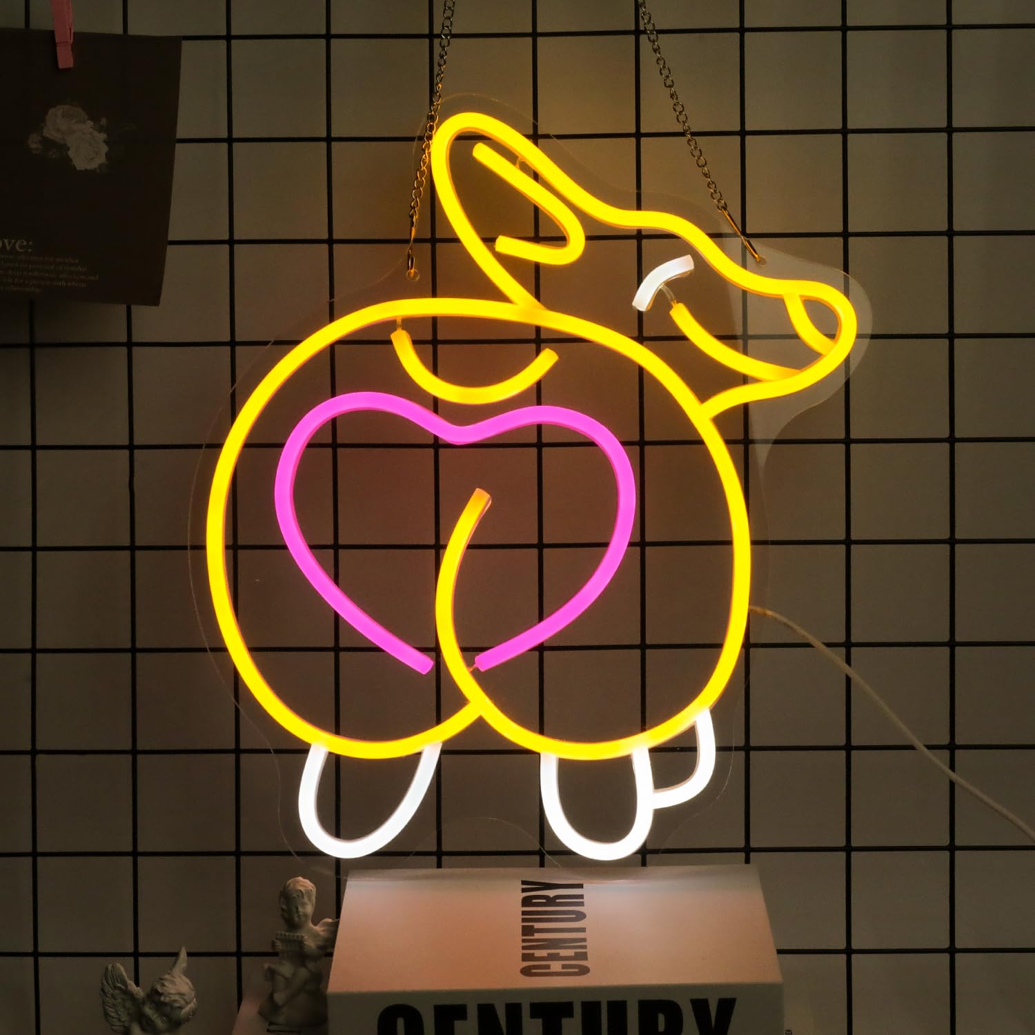 Corgi-Popo Neonlampe – Lustige LED-Deko für Zuhause & Geschenkideen