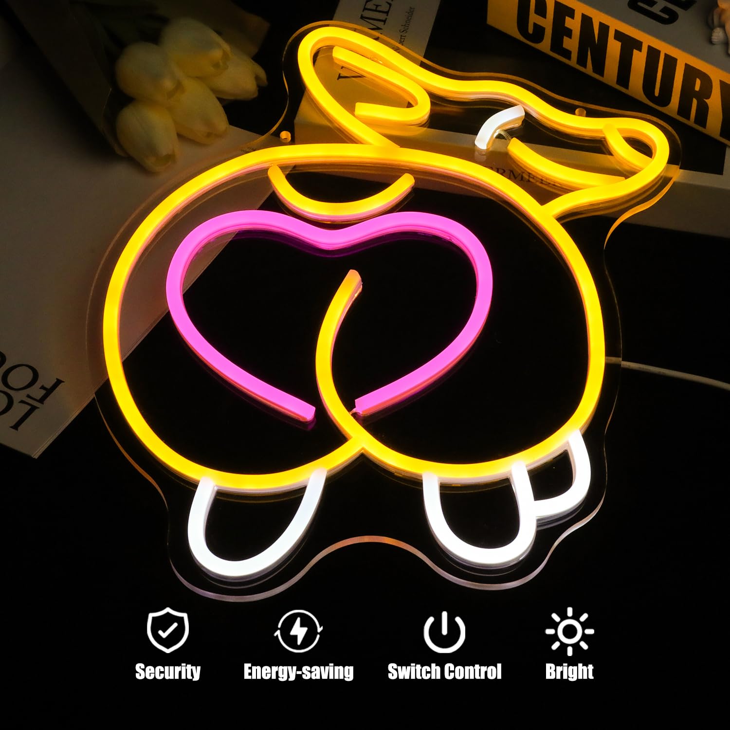 Corgi-Popo Neonlampe – Lustige LED-Deko für Zuhause & Geschenkideen