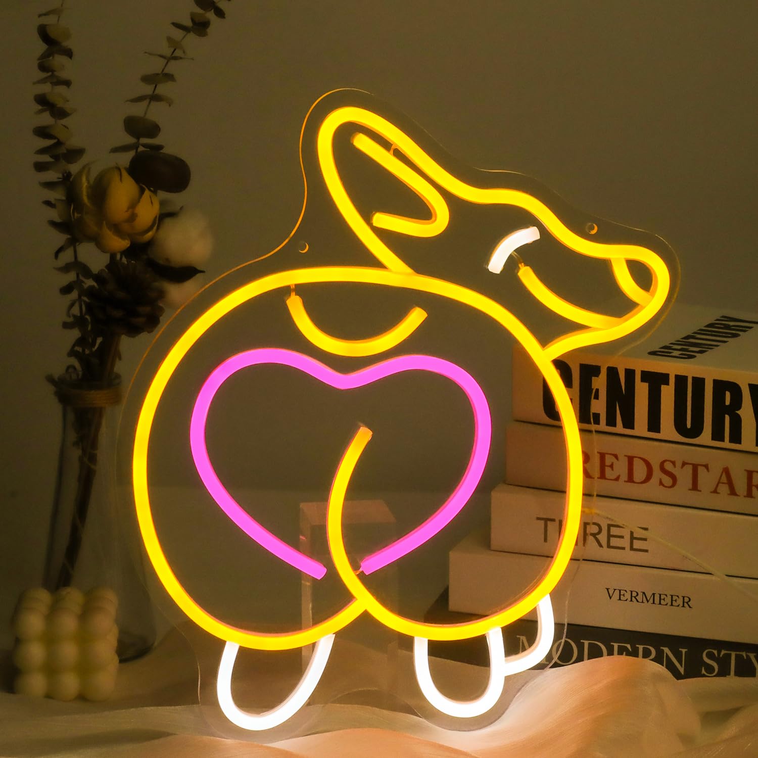 Corgi-Popo Neonlampe – Lustige LED-Deko für Zuhause & Geschenkideen