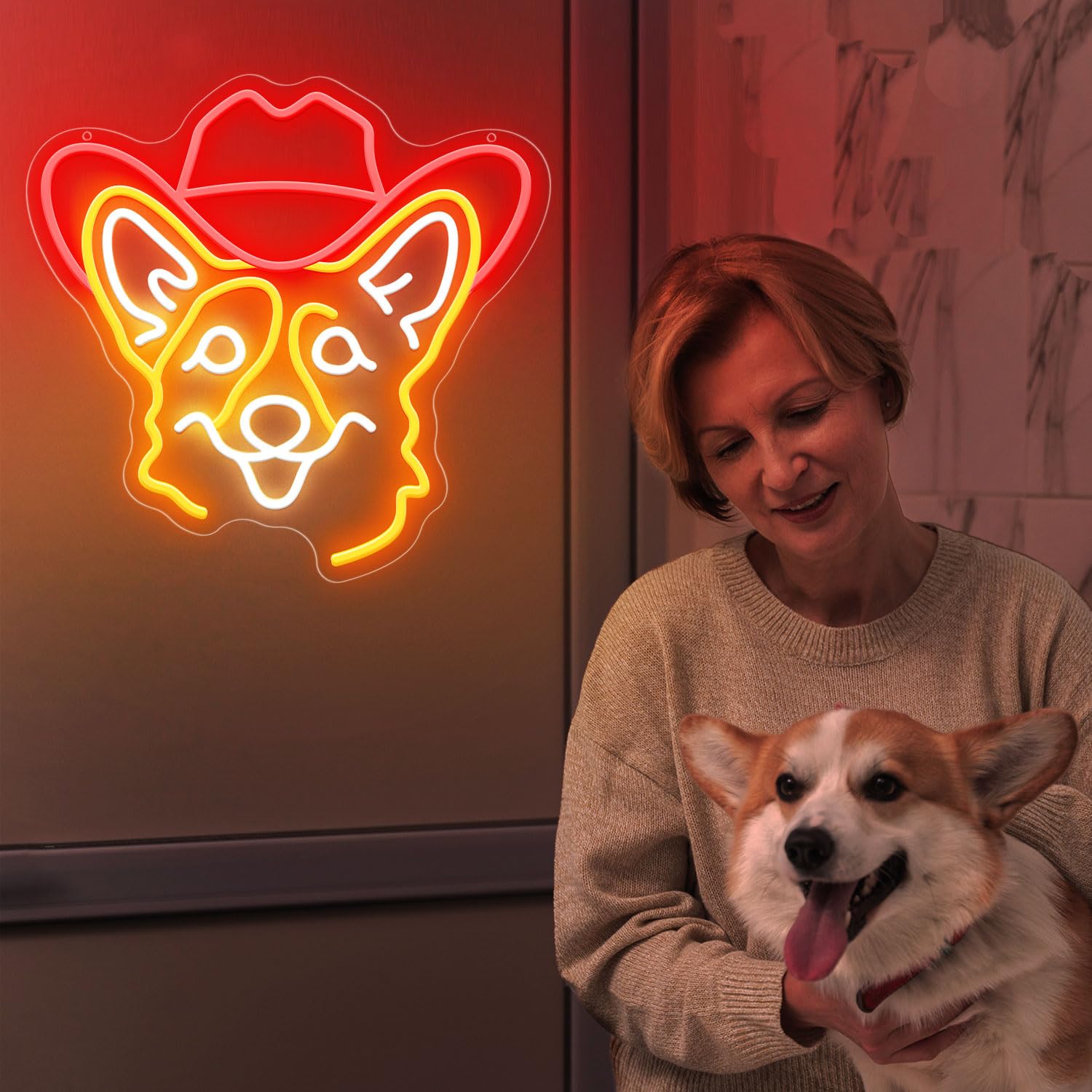 Corgi Neonlampe – Lustige LED-Deko für Zuhause & Geschenkideen