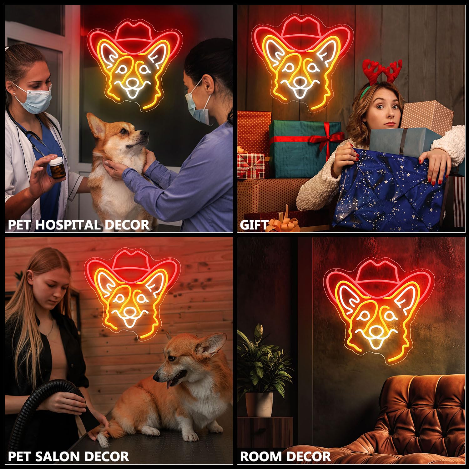 Corgi Neonlampe – Lustige LED-Deko für Zuhause & Geschenkideen