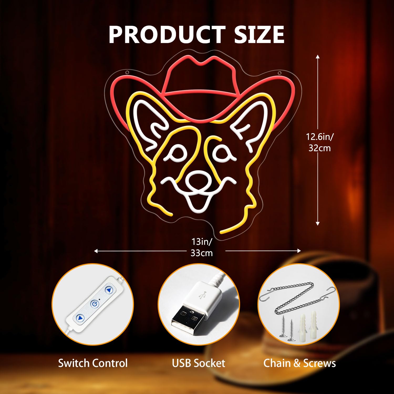 Corgi Neonlampe – Lustige LED-Deko für Zuhause & Geschenkideen