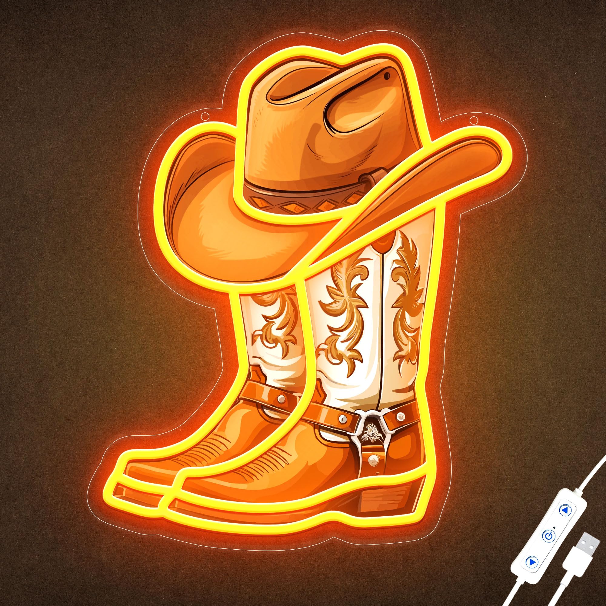 Cowboy-Stiefel Neonlampe – LED-Wanddekoration im Western-Stil