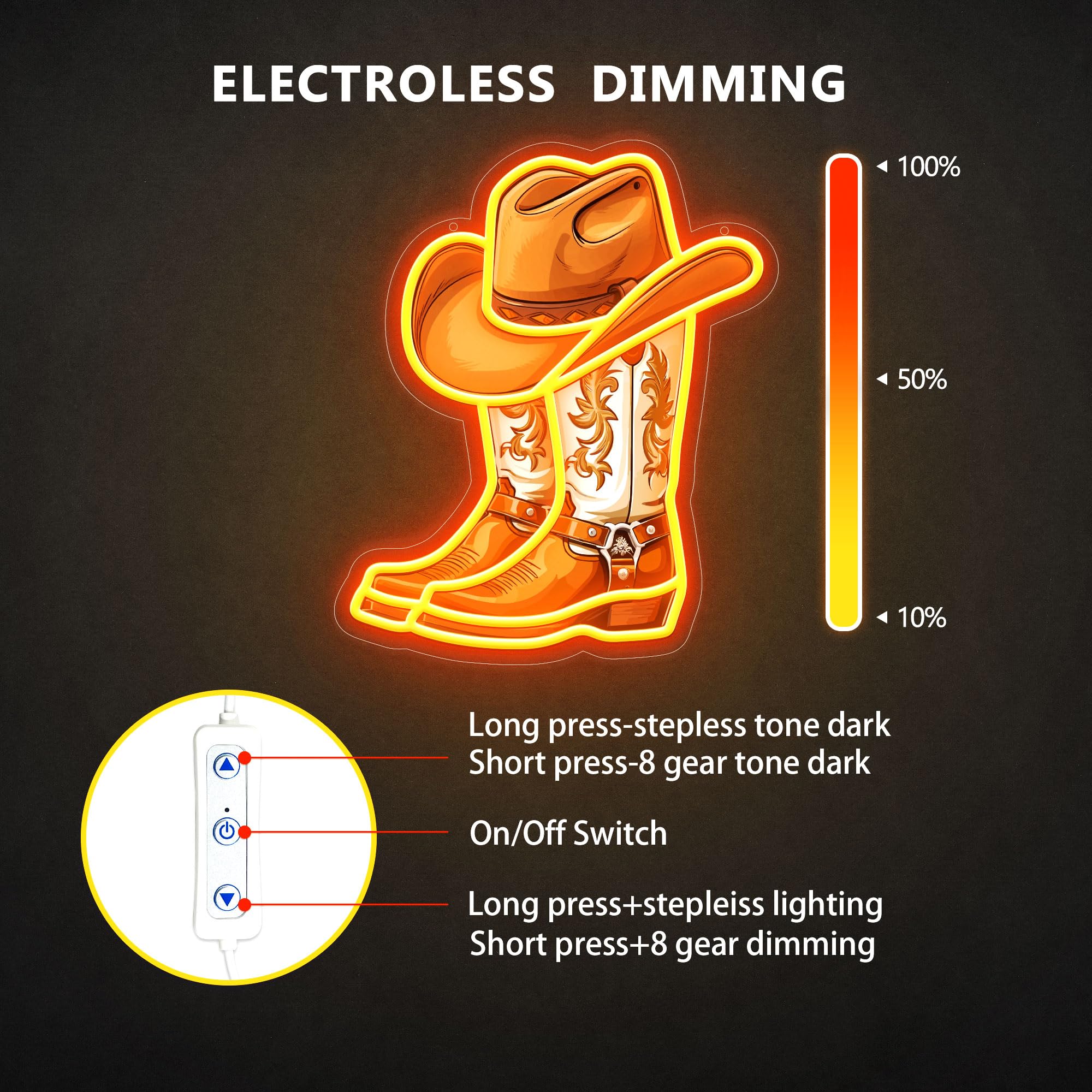Cowboy-Stiefel Neonlampe – LED-Wanddekoration im Western-Stil