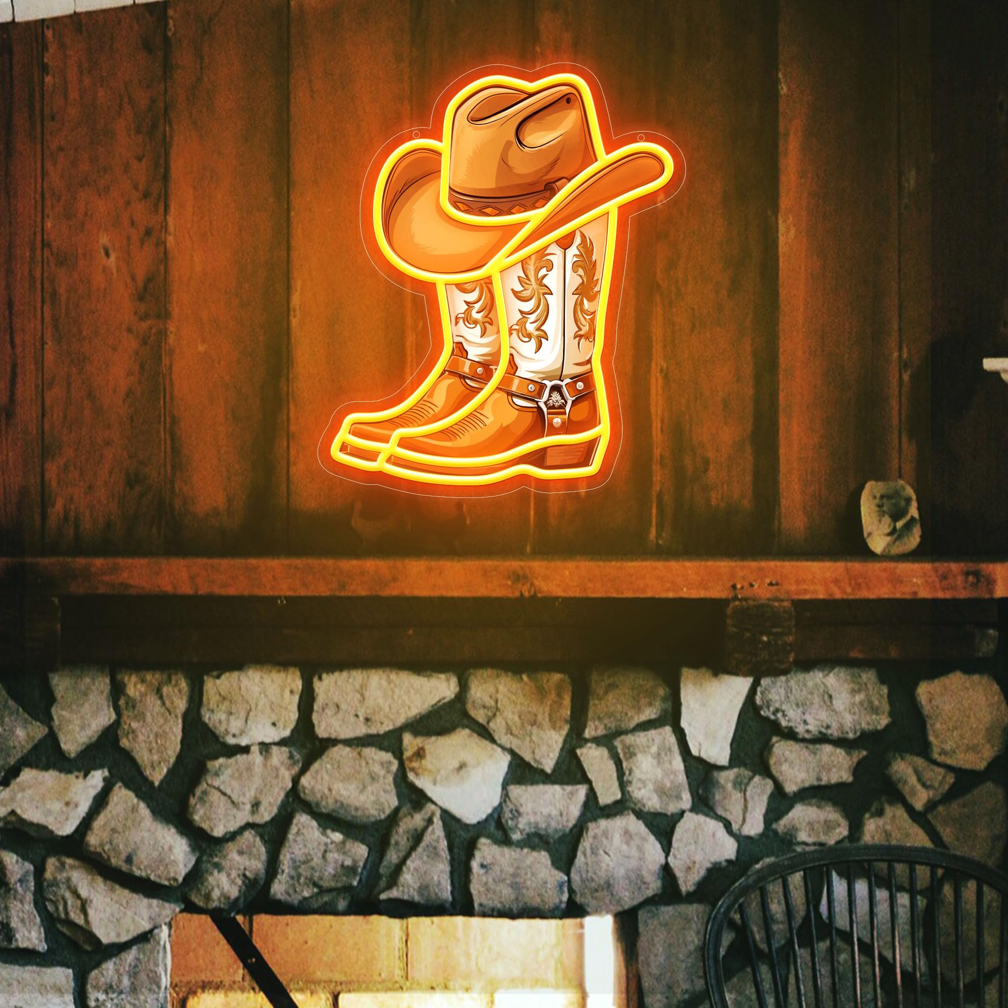 Cowboy-Stiefel Neonlampe – LED-Wanddekoration im Western-Stil