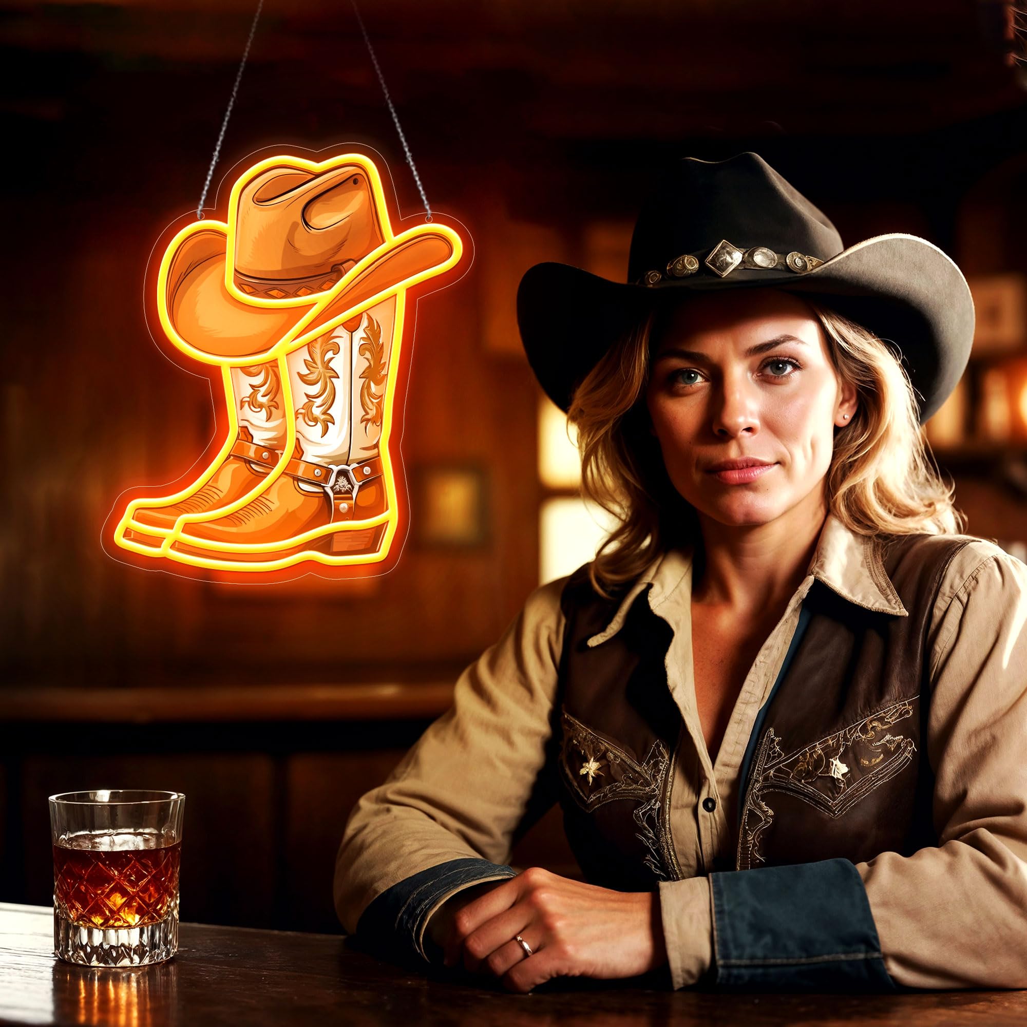 Cowboy-Stiefel Neonlampe – LED-Wanddekoration im Western-Stil