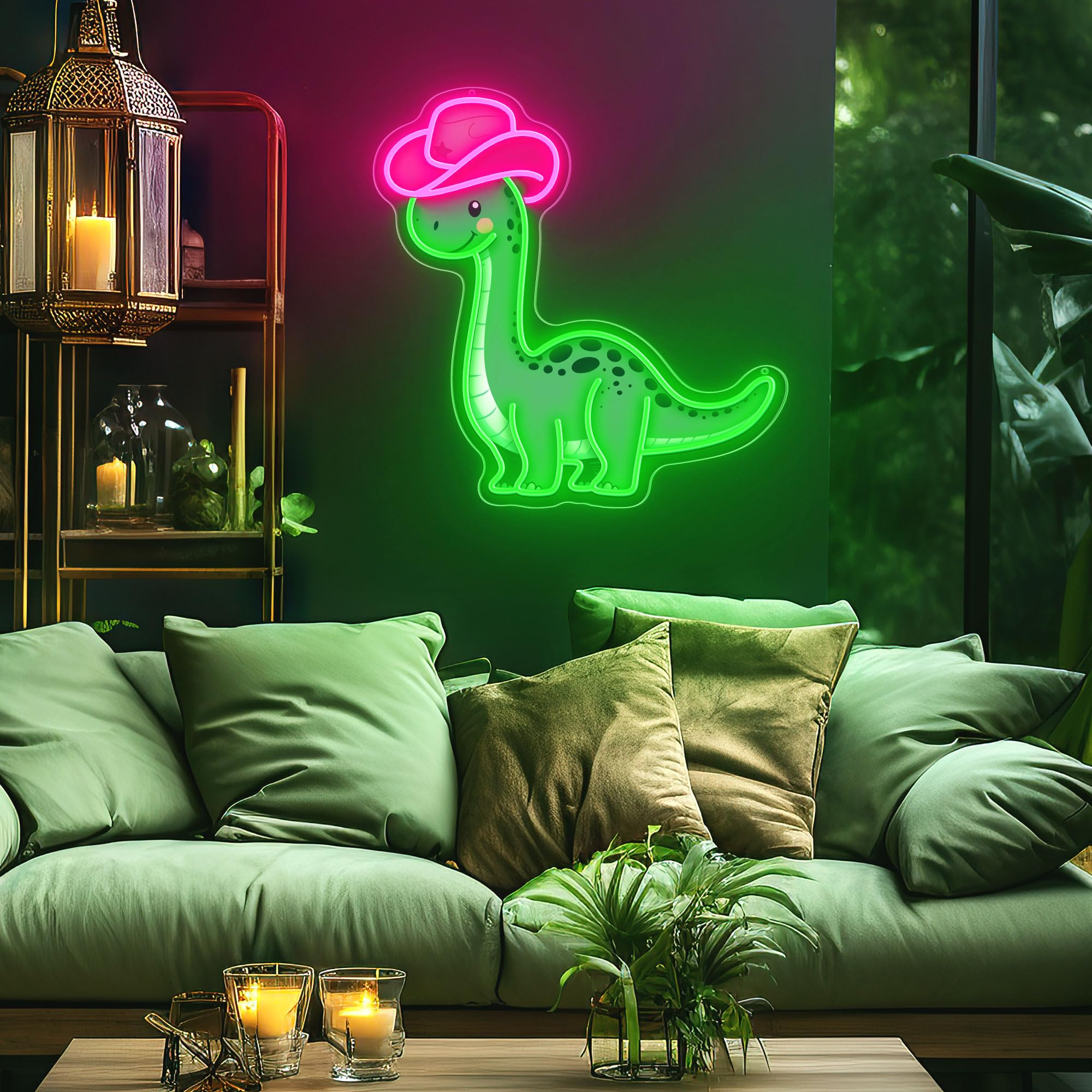 Cowboy Dinosaurier Neonlampe – Coole LED-Deko für Zuhause & Büro