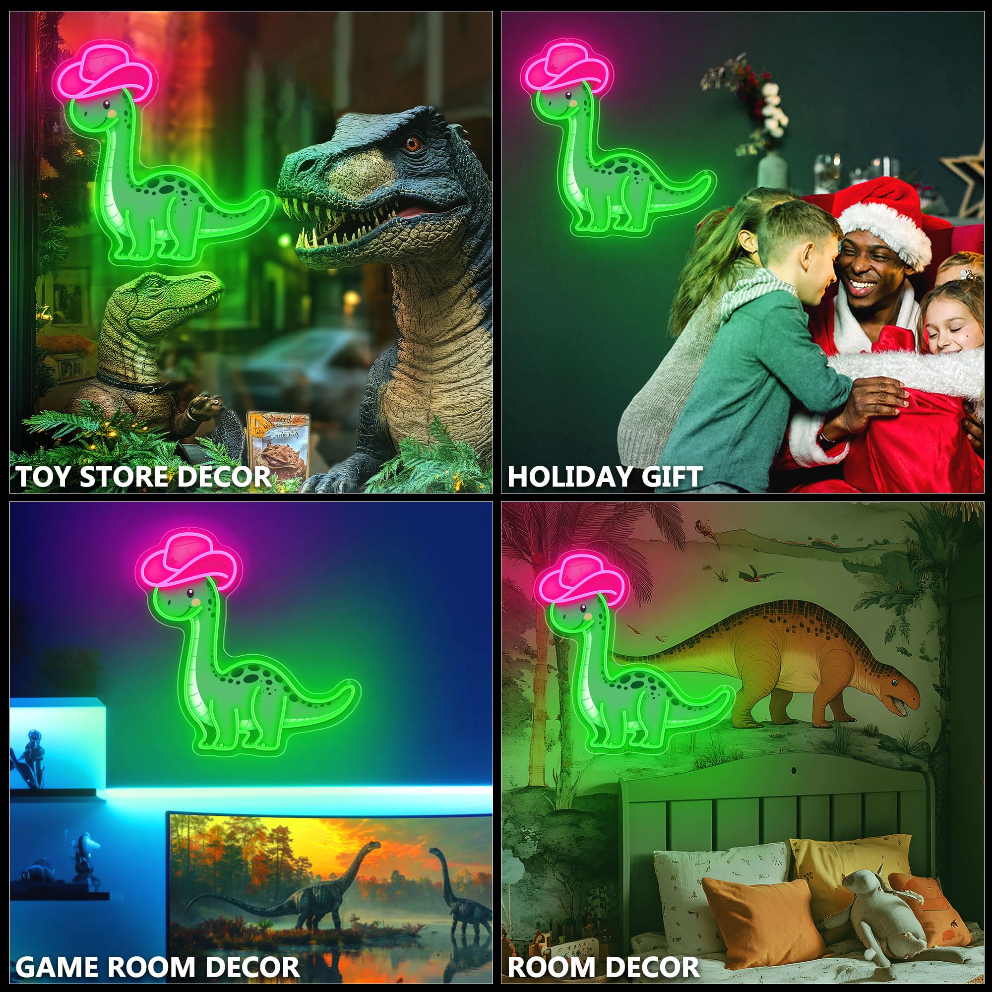 Cowboy Dinosaurier Neonlampe – Coole LED-Deko für Zuhause & Büro