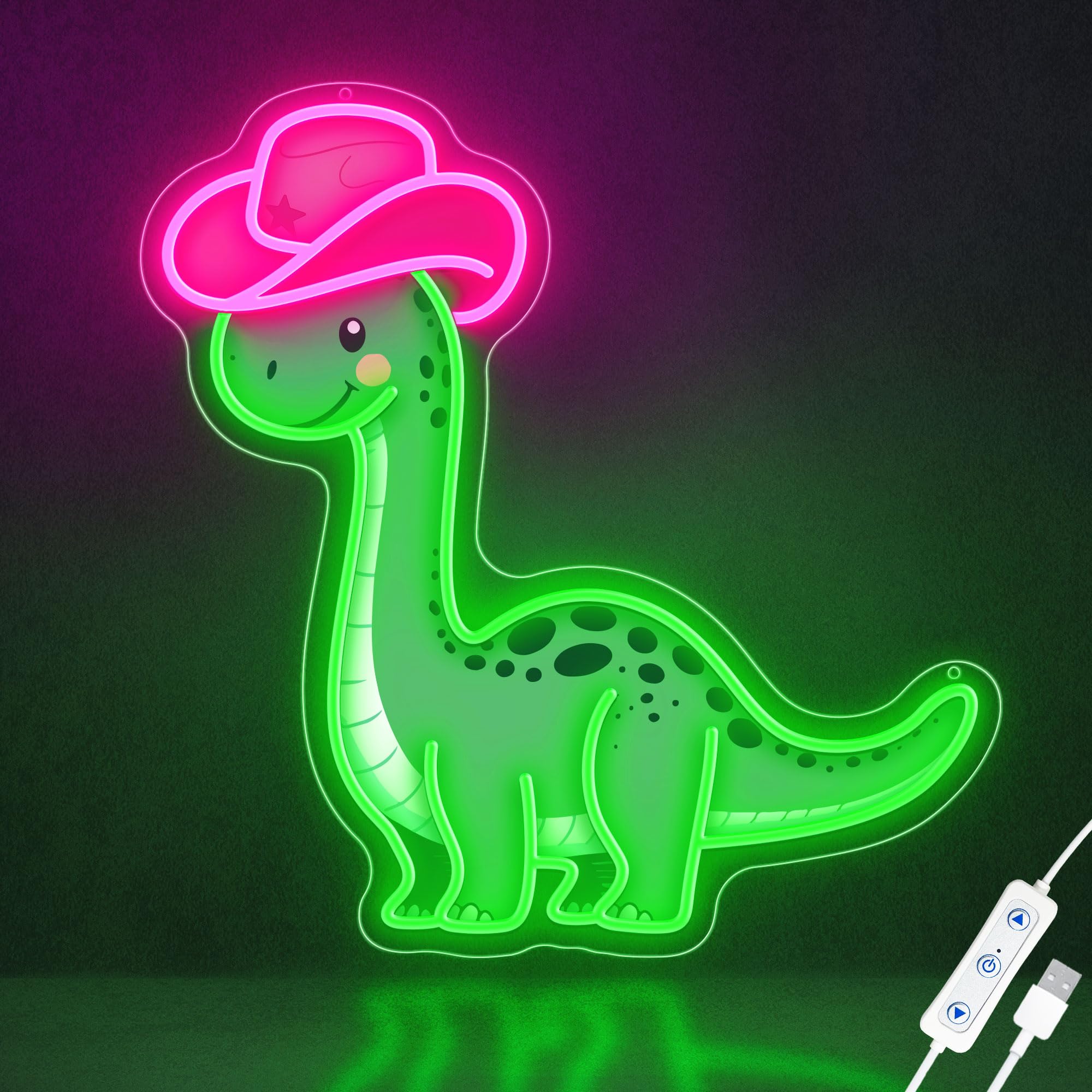Cowboy Dinosaurier Neonlampe – Coole LED-Deko für Zuhause & Büro