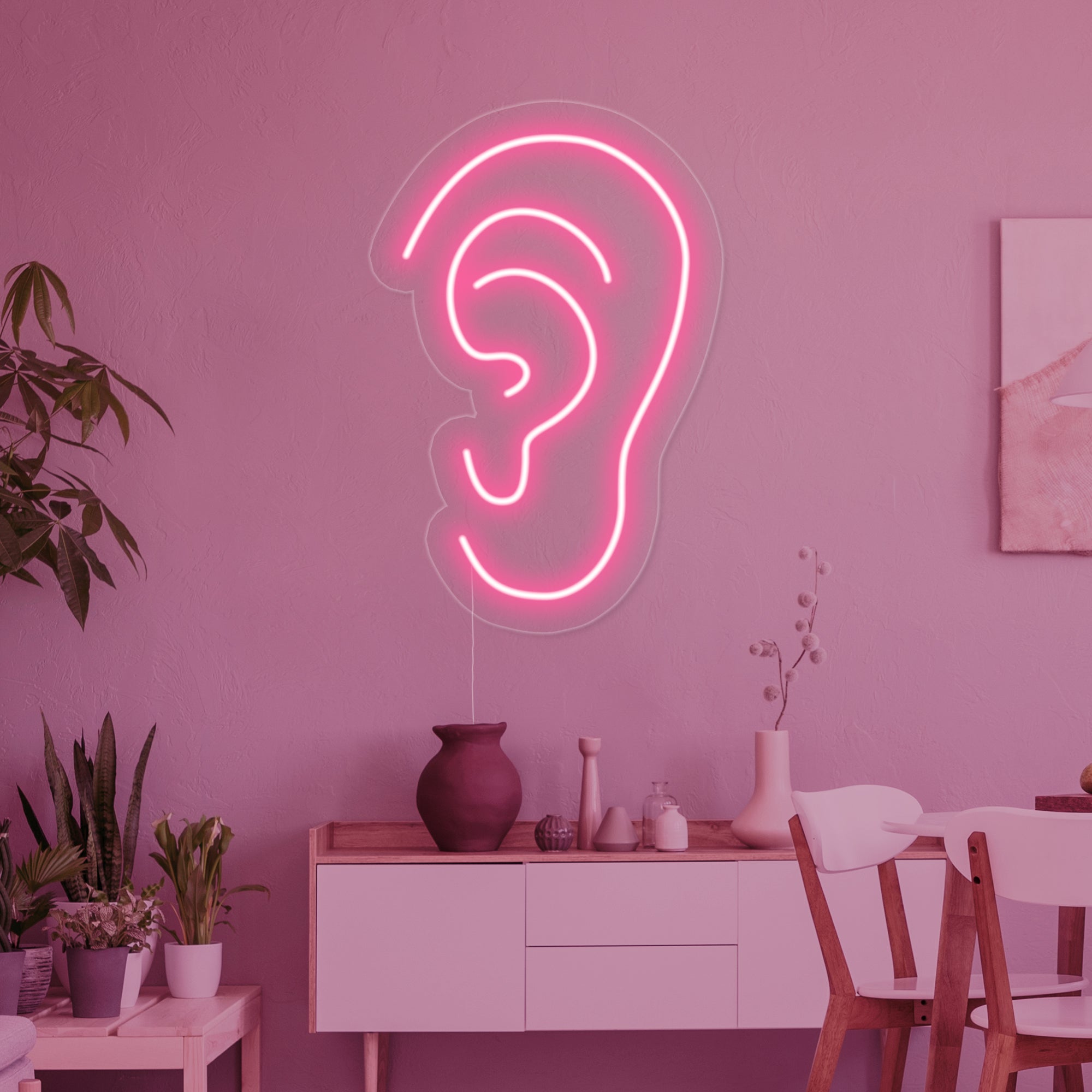 "Kreative Beleuchtung Ohr" Neonschrift