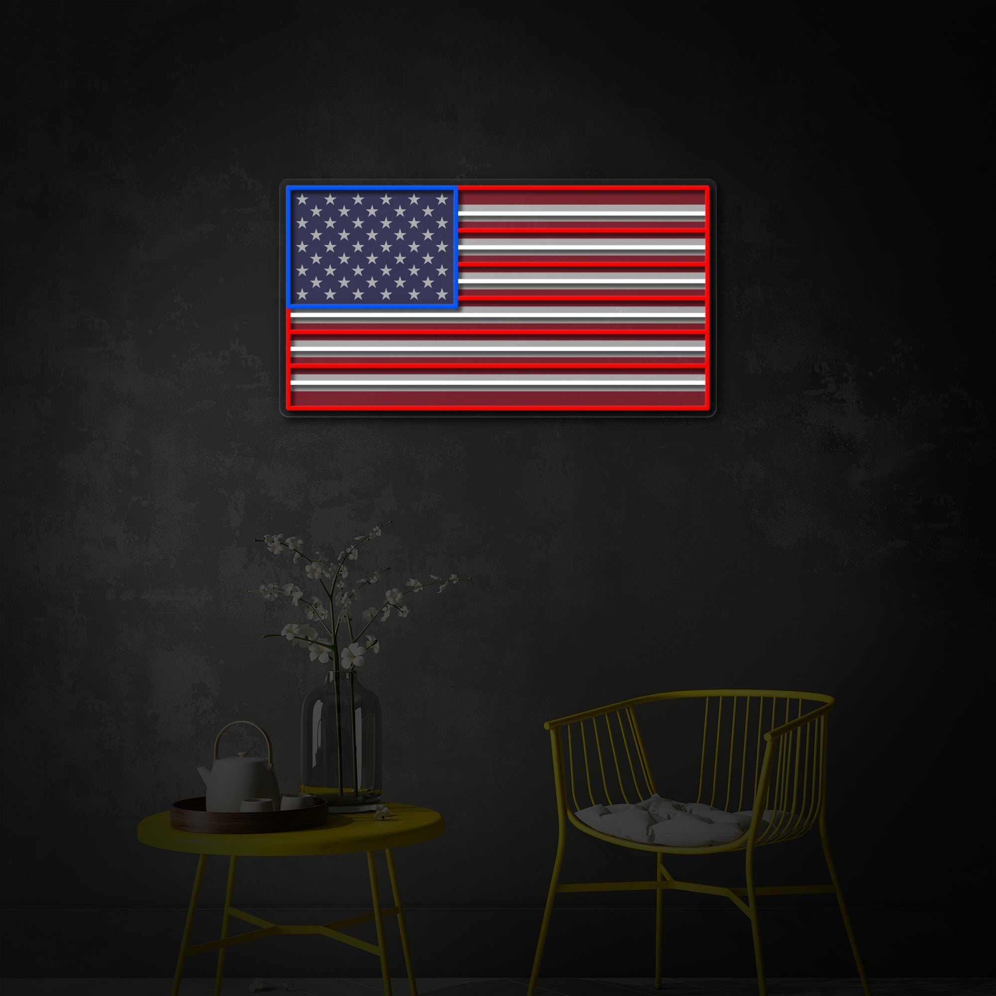 "Benutzerdefinierter Name US -Flagge" UV-bedruckt LED-Neonschild