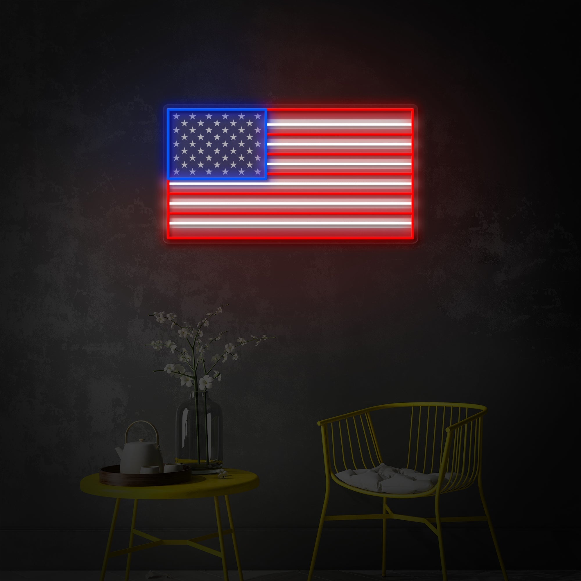 "Benutzerdefinierter Name US -Flagge" UV-bedruckt LED-Neonschild