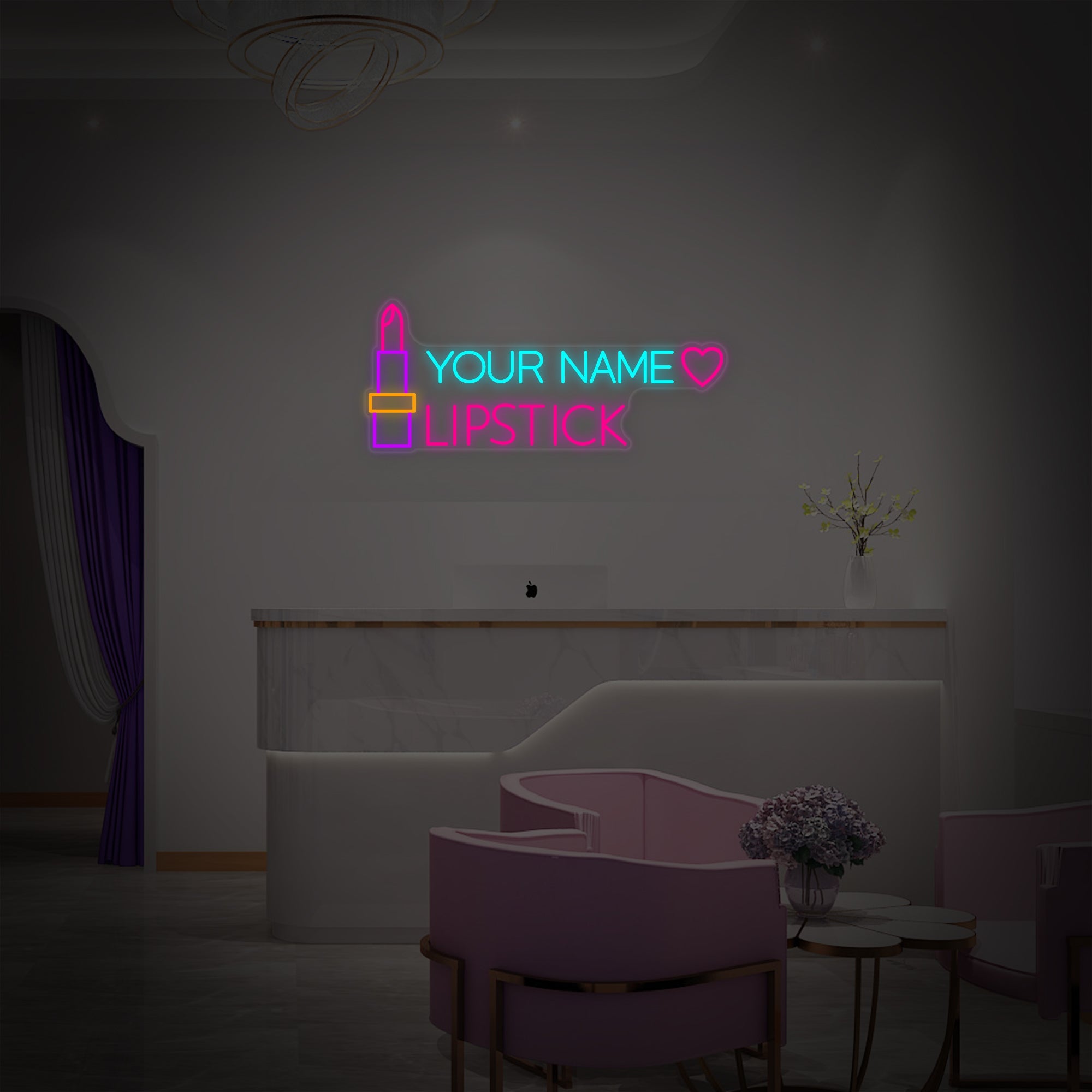 "Individueller Text Lippenstift" Neonschrift