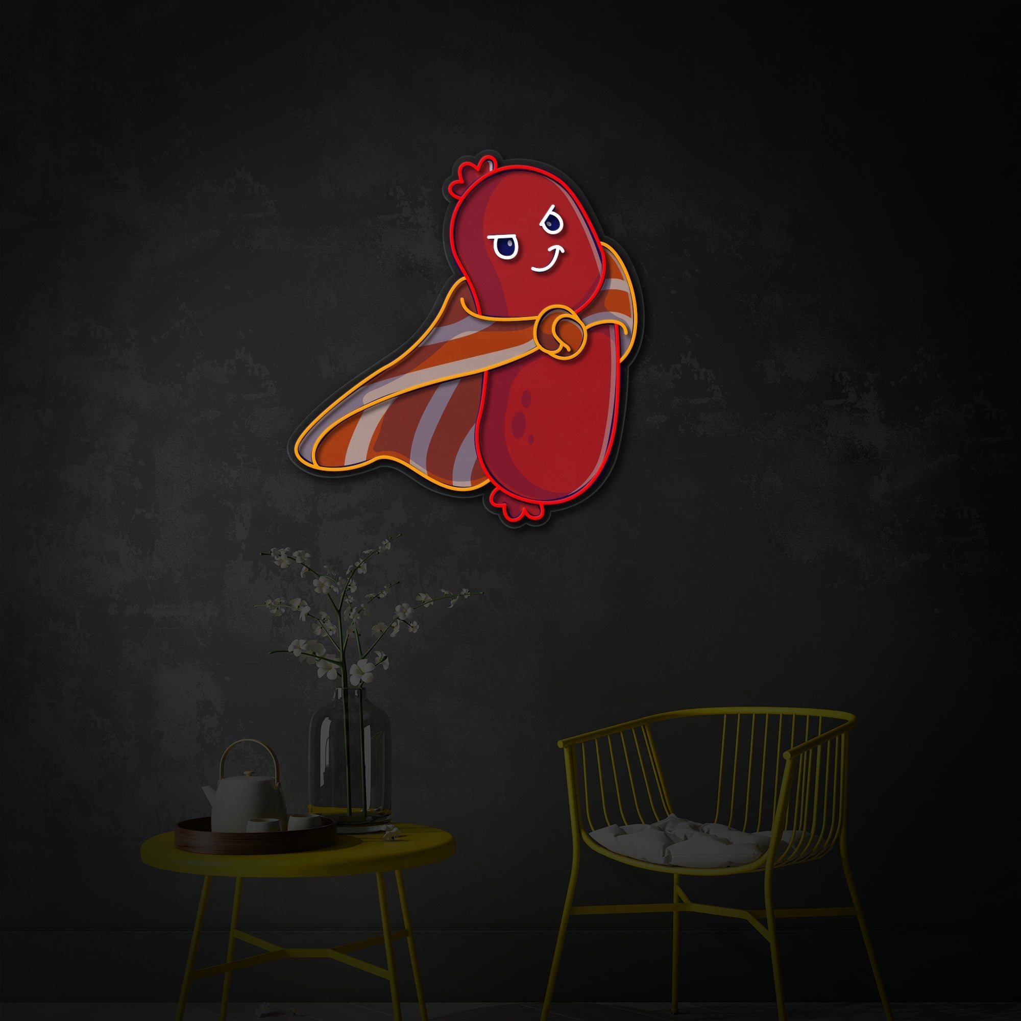 "Süße Wurst Superheld, Essen, Restaurant" UV-bedruckt LED-Neonschild