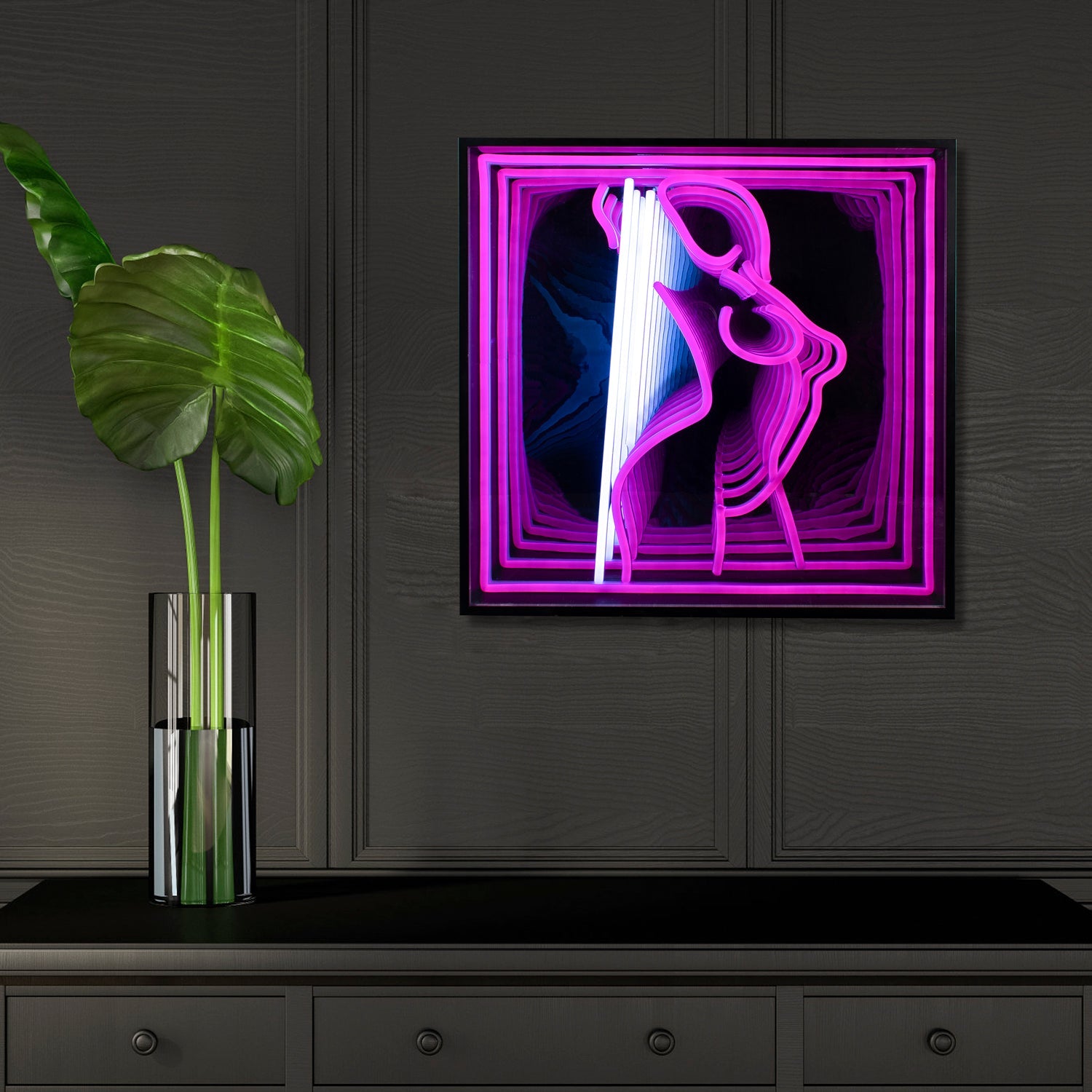 "Tanzendes Mädchen" 3D Unendlichkeits LED Neonschrift