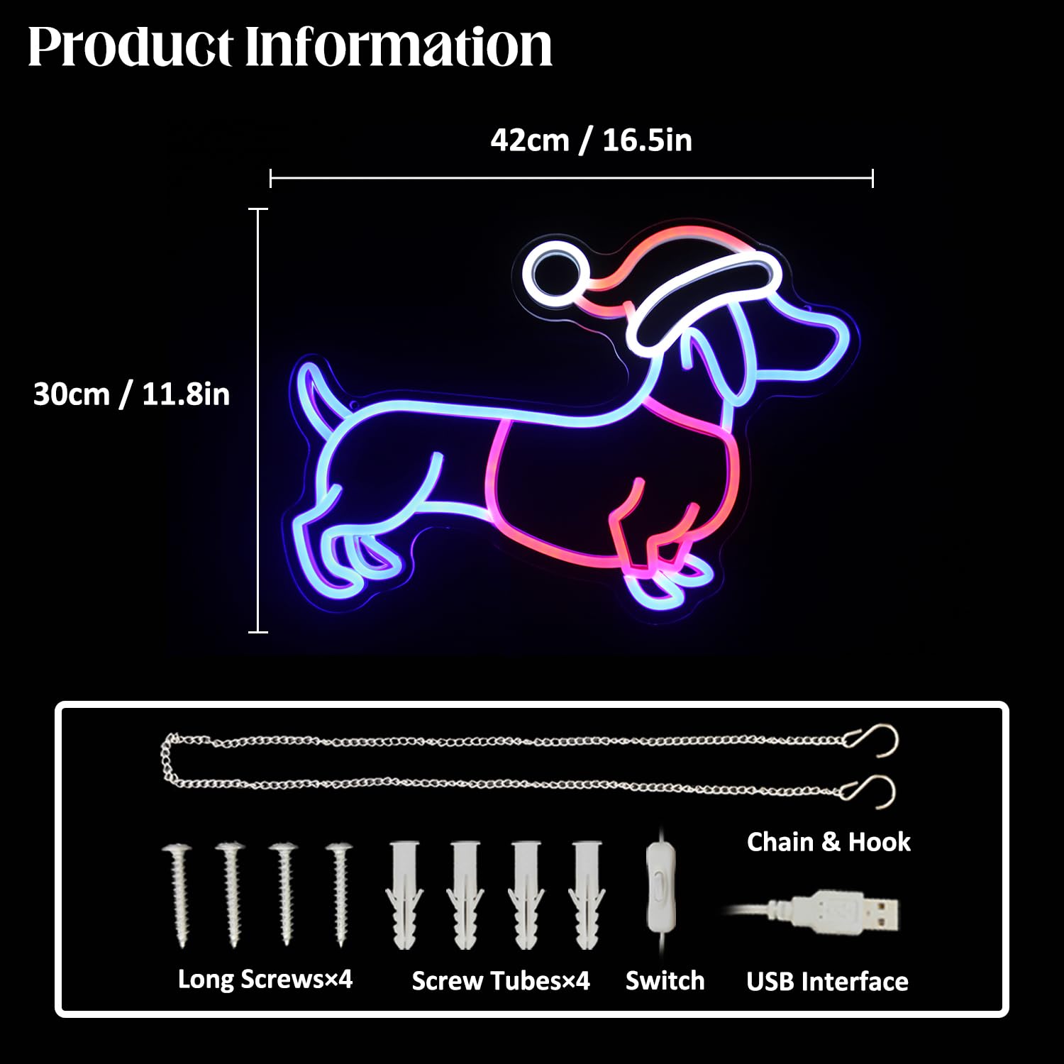 Dackel Neonlampe mit Weihnachtsmütze – Lustige LED-Deko für Zuhause & Feste