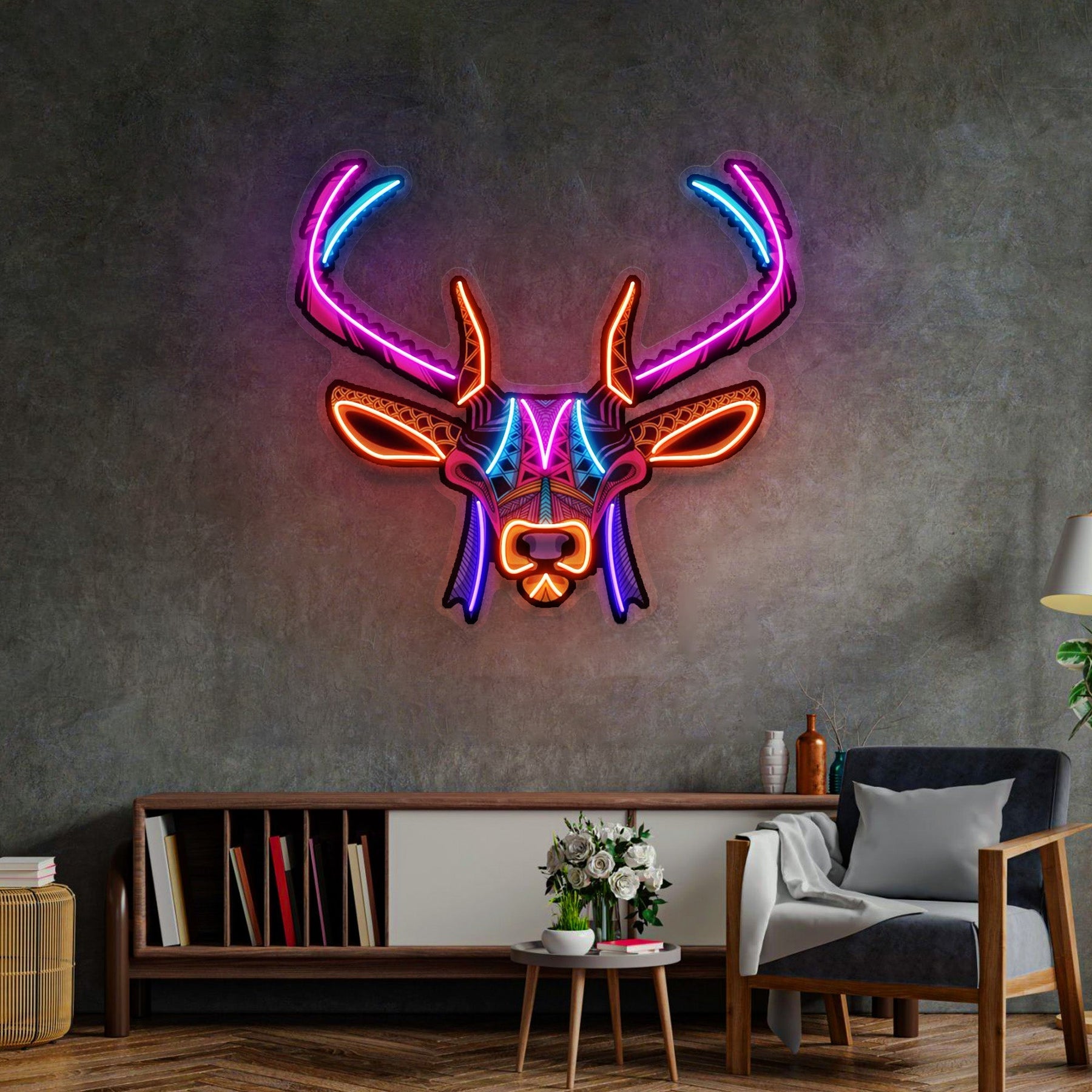 Dekoratives Hirsch LED Neonschild mit Pop Art Licht