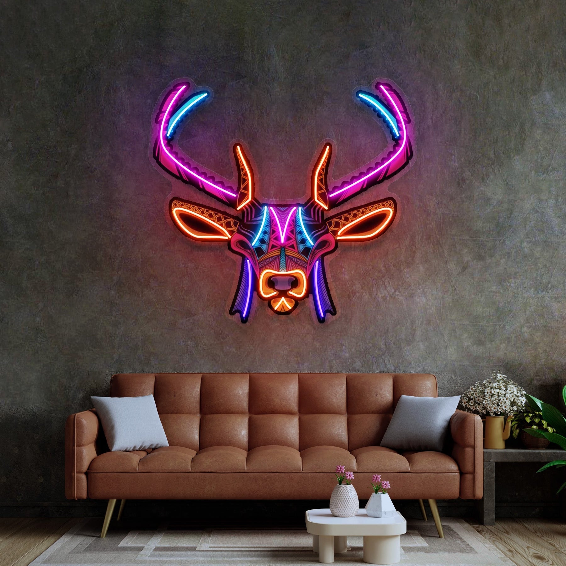 Dekoratives Hirsch LED Neonschild mit Pop Art Licht