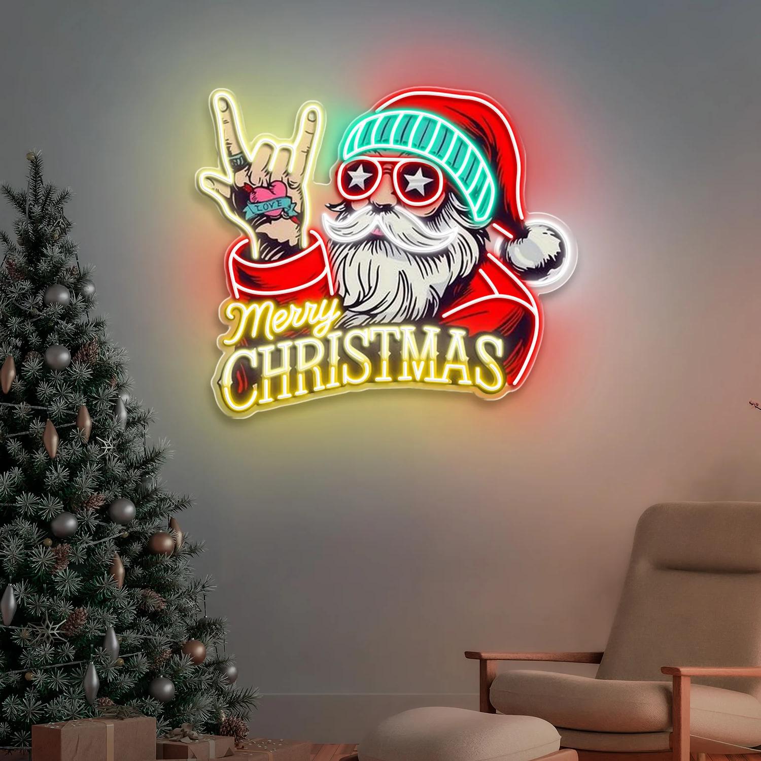 Der Weihnachtsmann sagt YOLO – Weihnachtsleucht Neonschild Lichtkunstwerk