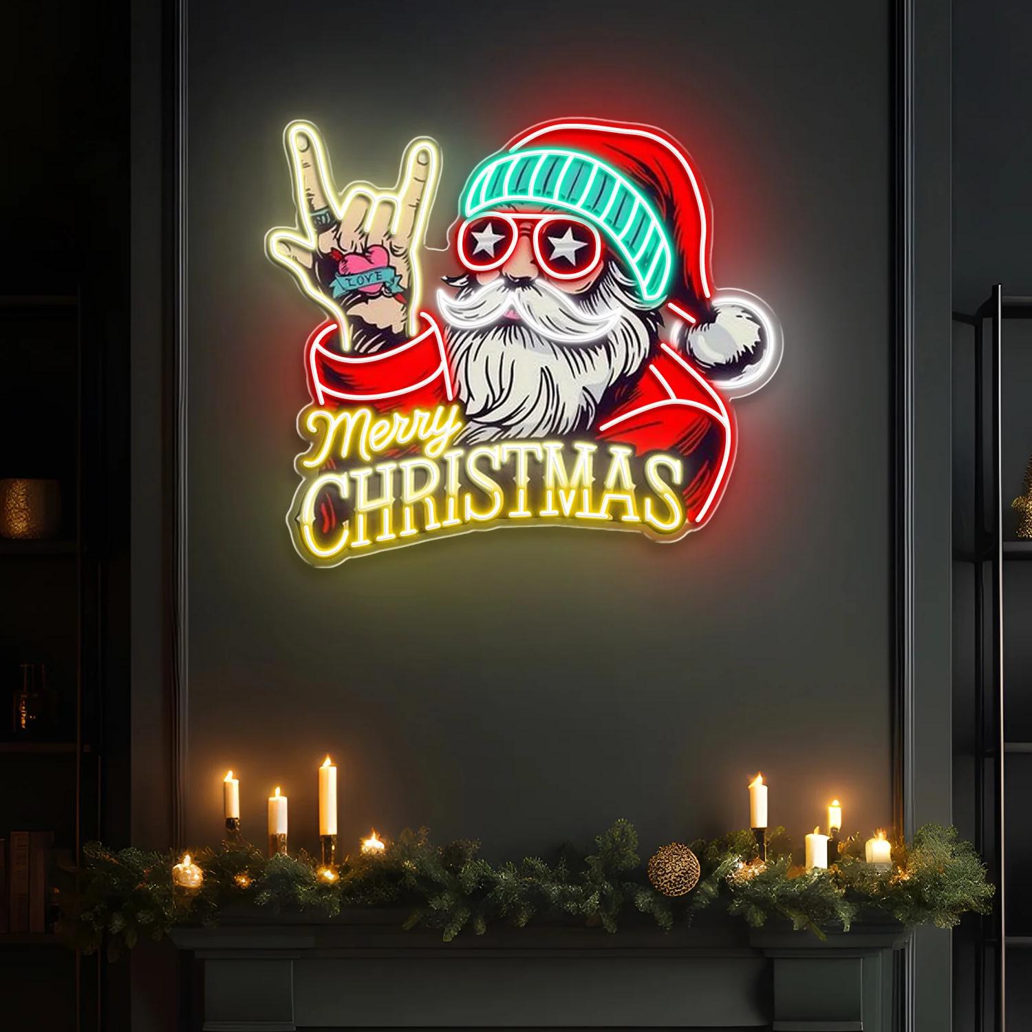 Der Weihnachtsmann sagt YOLO – Weihnachtsleucht Neonschild Lichtkunstwerk