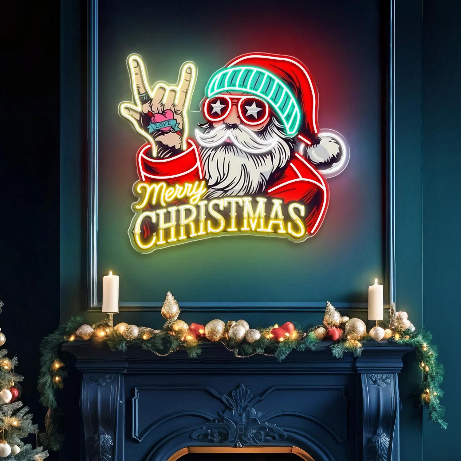 Der Weihnachtsmann sagt YOLO – Weihnachtsleucht Neonschild Lichtkunstwerk
