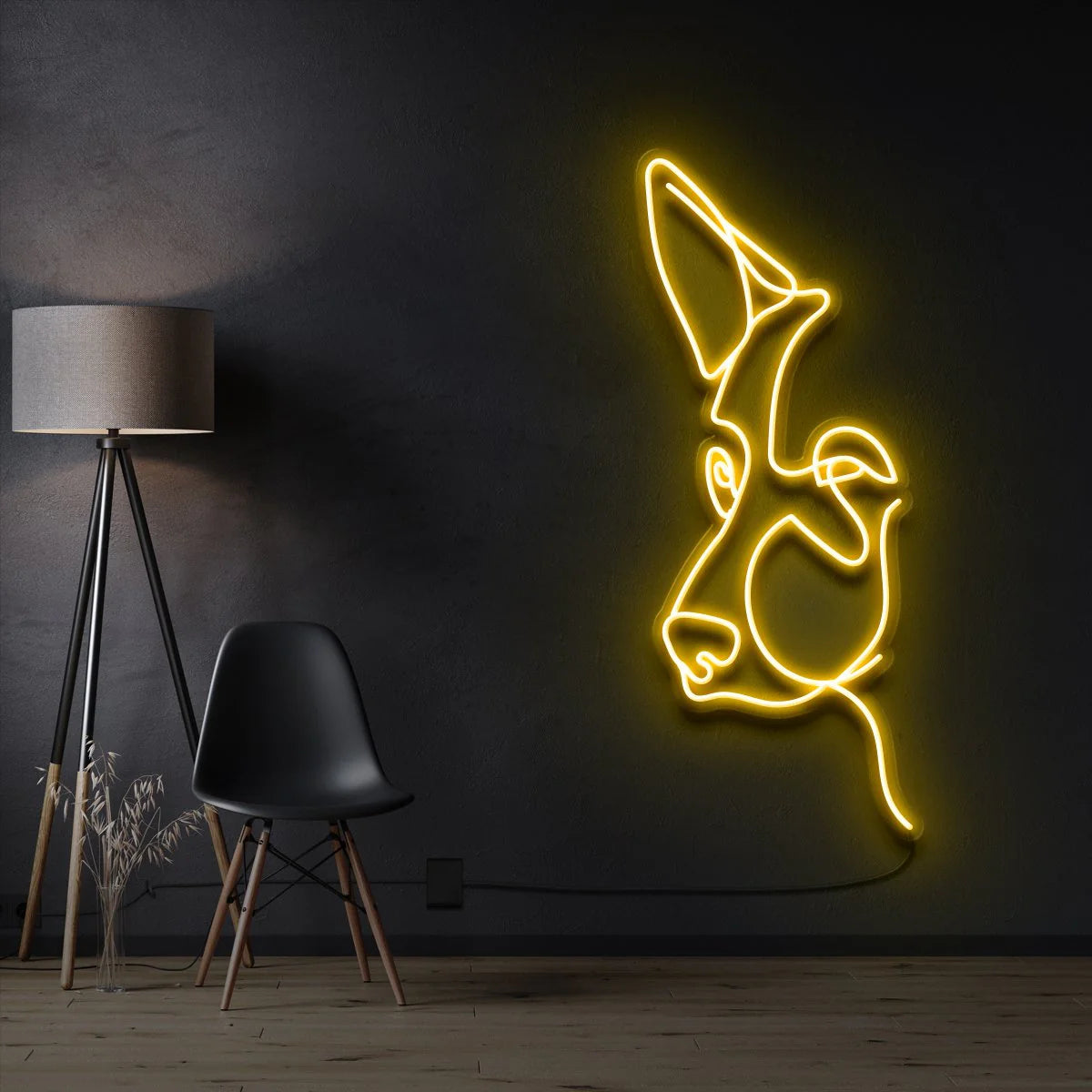 Deutscher Schäferhund – Strichzeichnung Neon Lichtkunstwerk