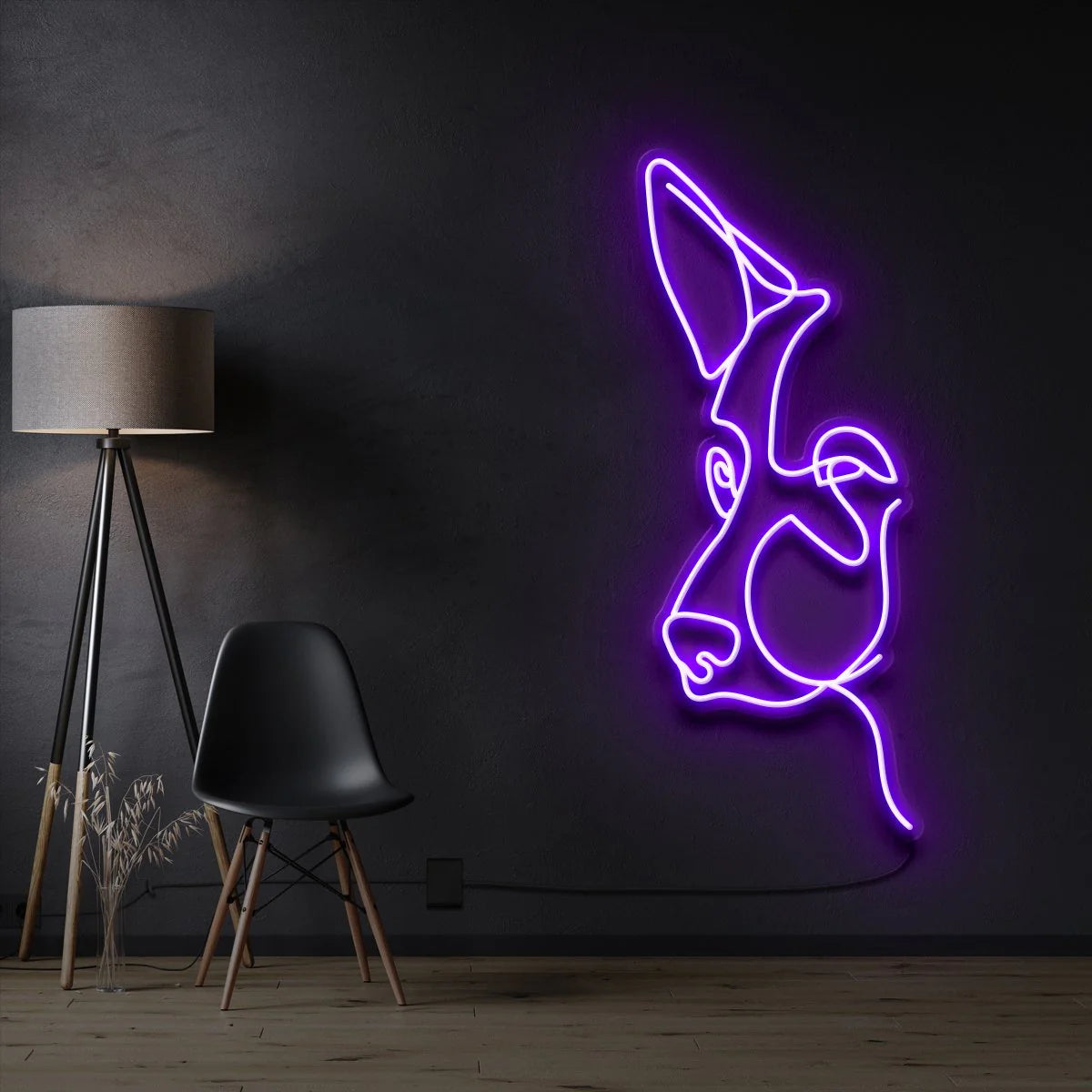 Deutscher Schäferhund – Strichzeichnung Neon Lichtkunstwerk