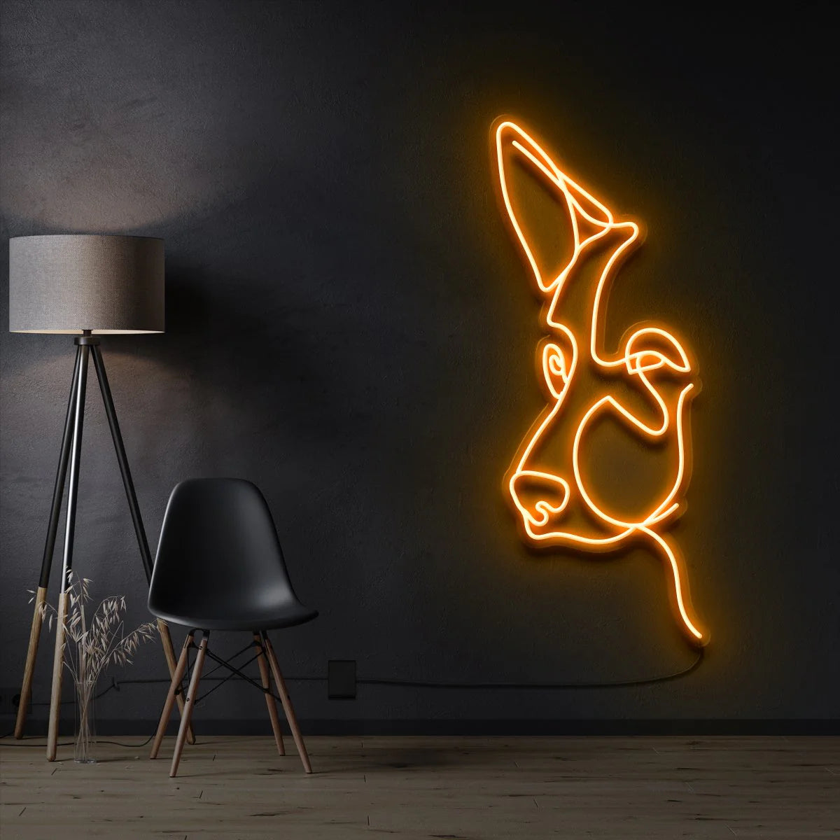 Deutscher Schäferhund – Strichzeichnung Neon Lichtkunstwerk