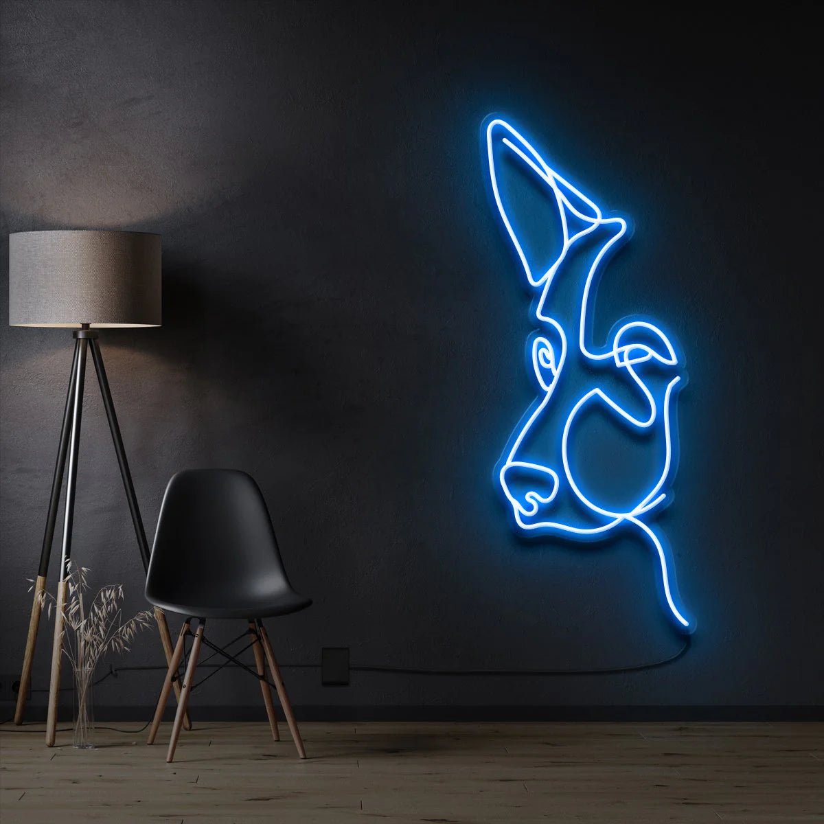 Deutscher Schäferhund – Strichzeichnung Neon Lichtkunstwerk