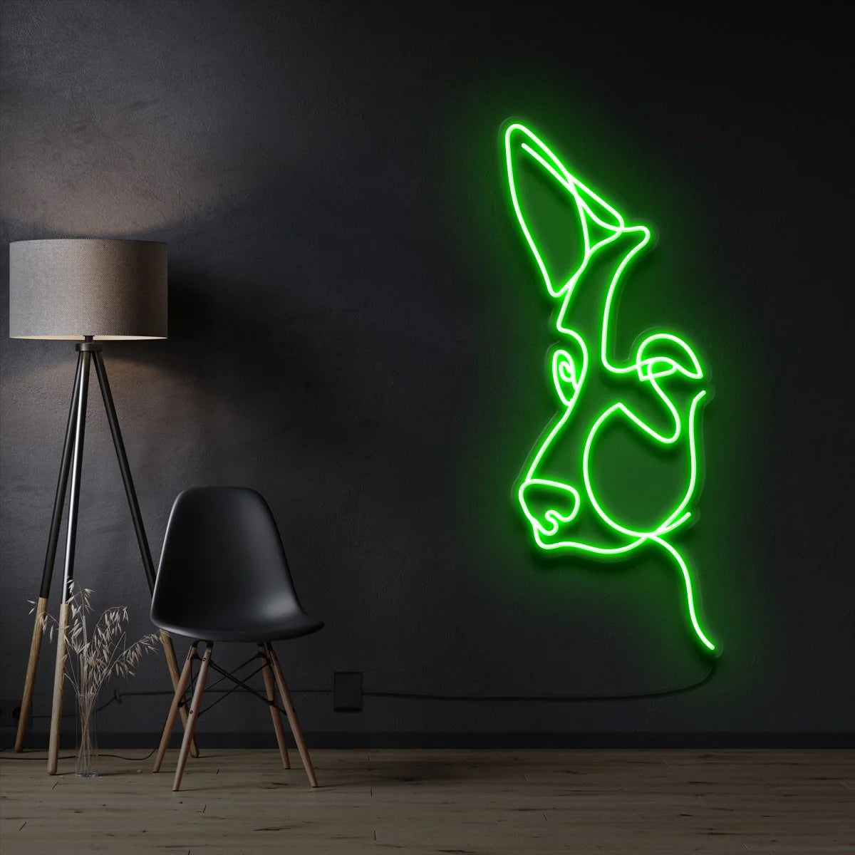 Deutscher Schäferhund – Strichzeichnung Neon Lichtkunstwerk
