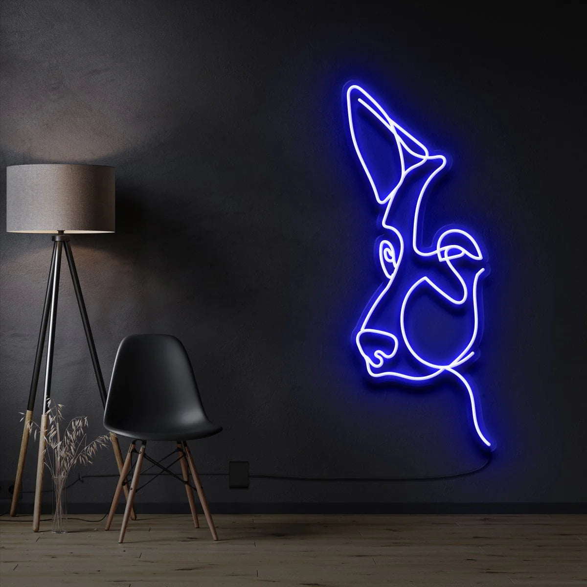 Deutscher Schäferhund – Strichzeichnung Neon Lichtkunstwerk