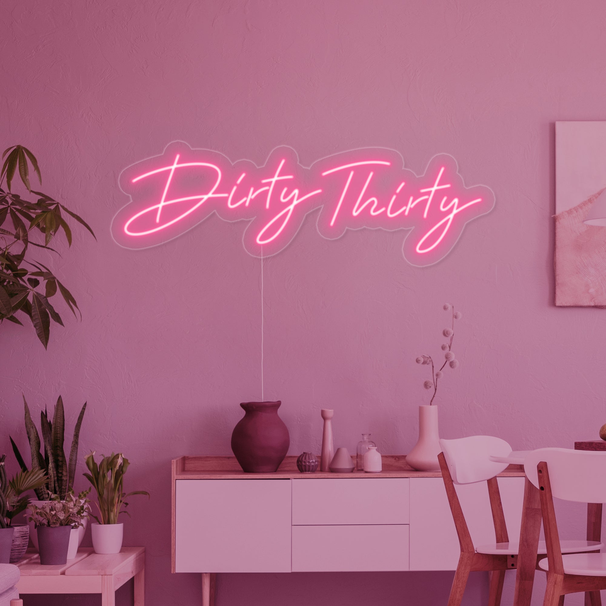 "Dirty Thirty" Neonschrift
