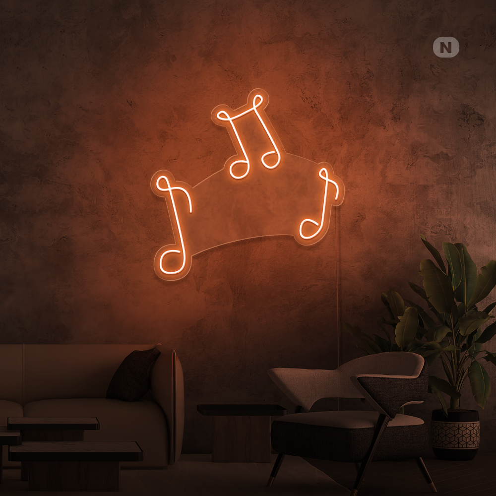 Neon Schild Musikalische Noten