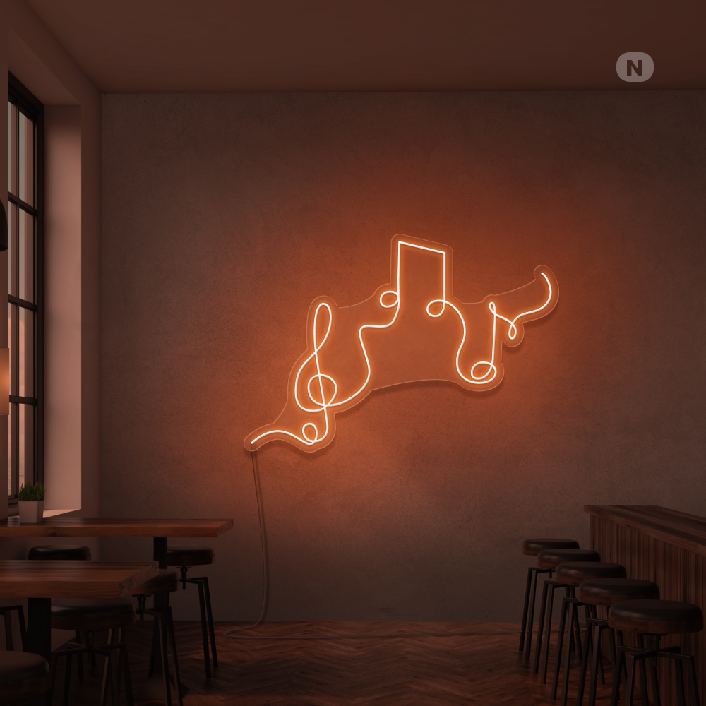 Neon Schild Musikalische Noten