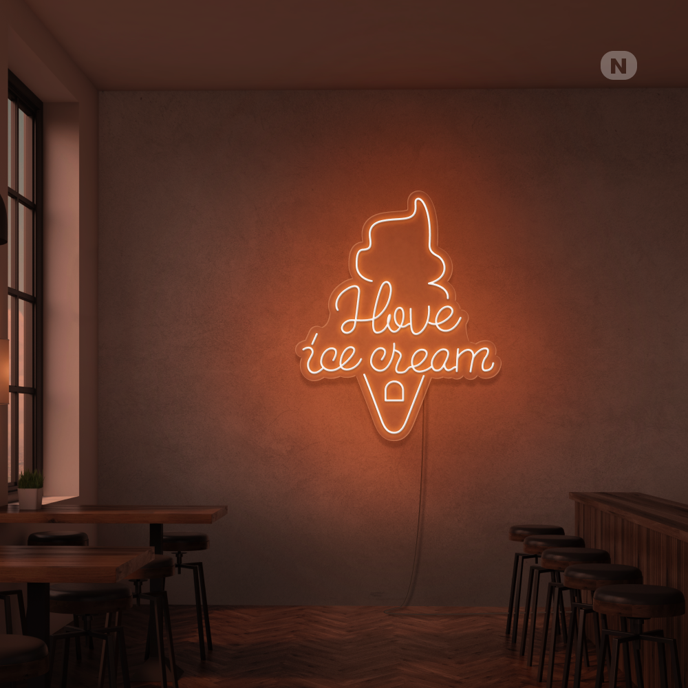 Neon Schild I love ice cream