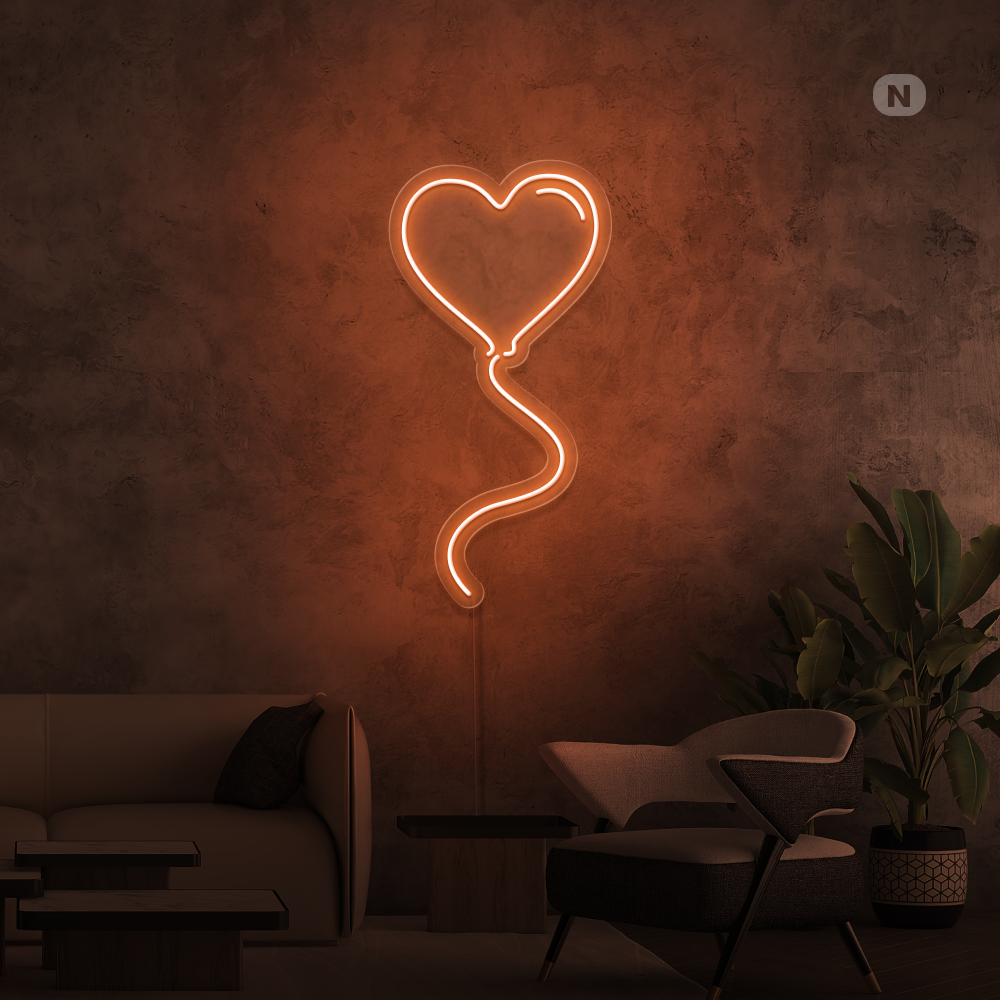 Neon Schild Liebesballon